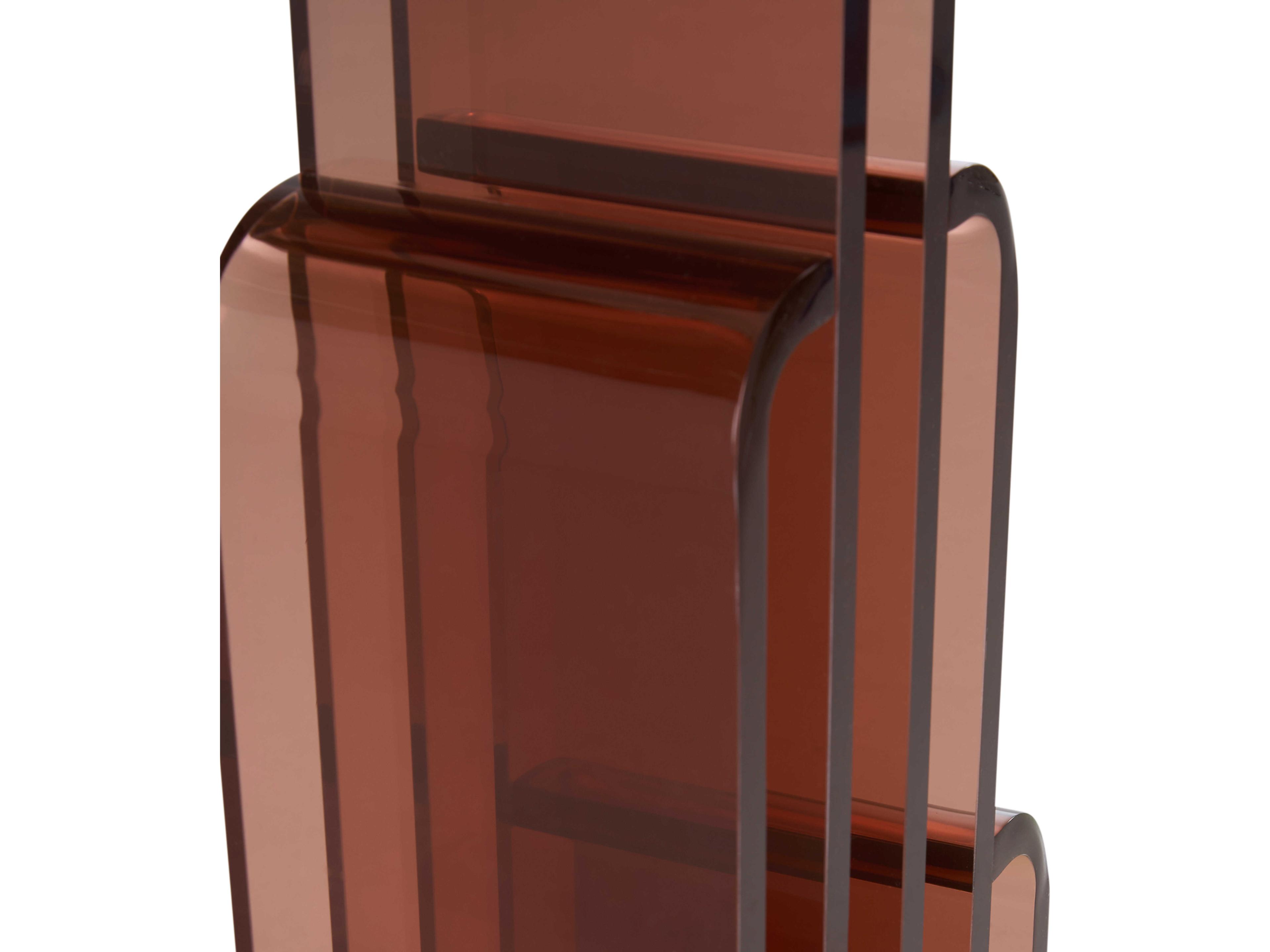 Wildwood Round Acrylic Brown End Table