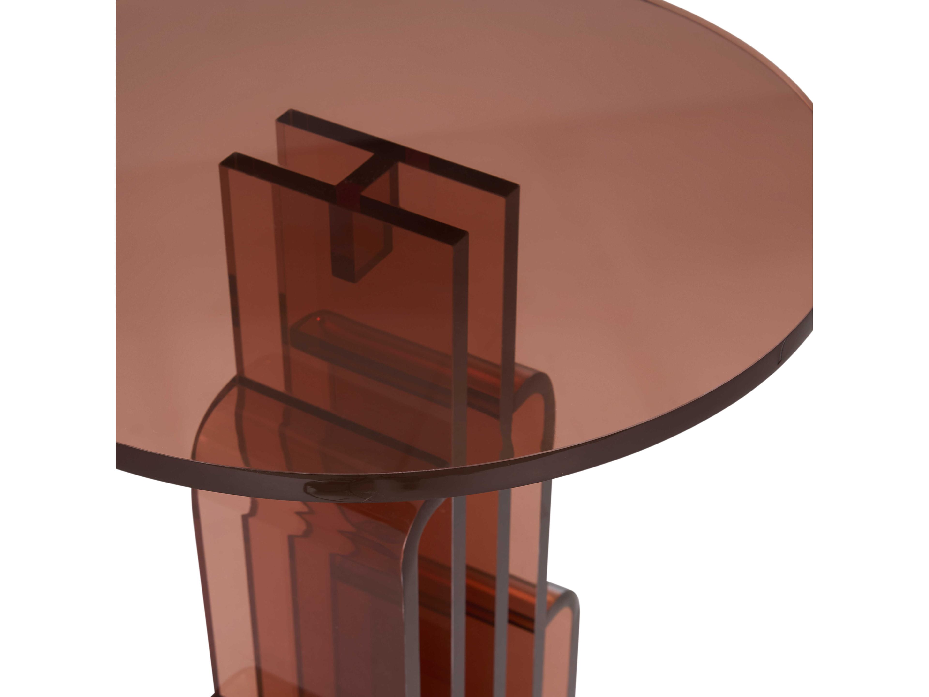Wildwood Round Acrylic Brown End Table