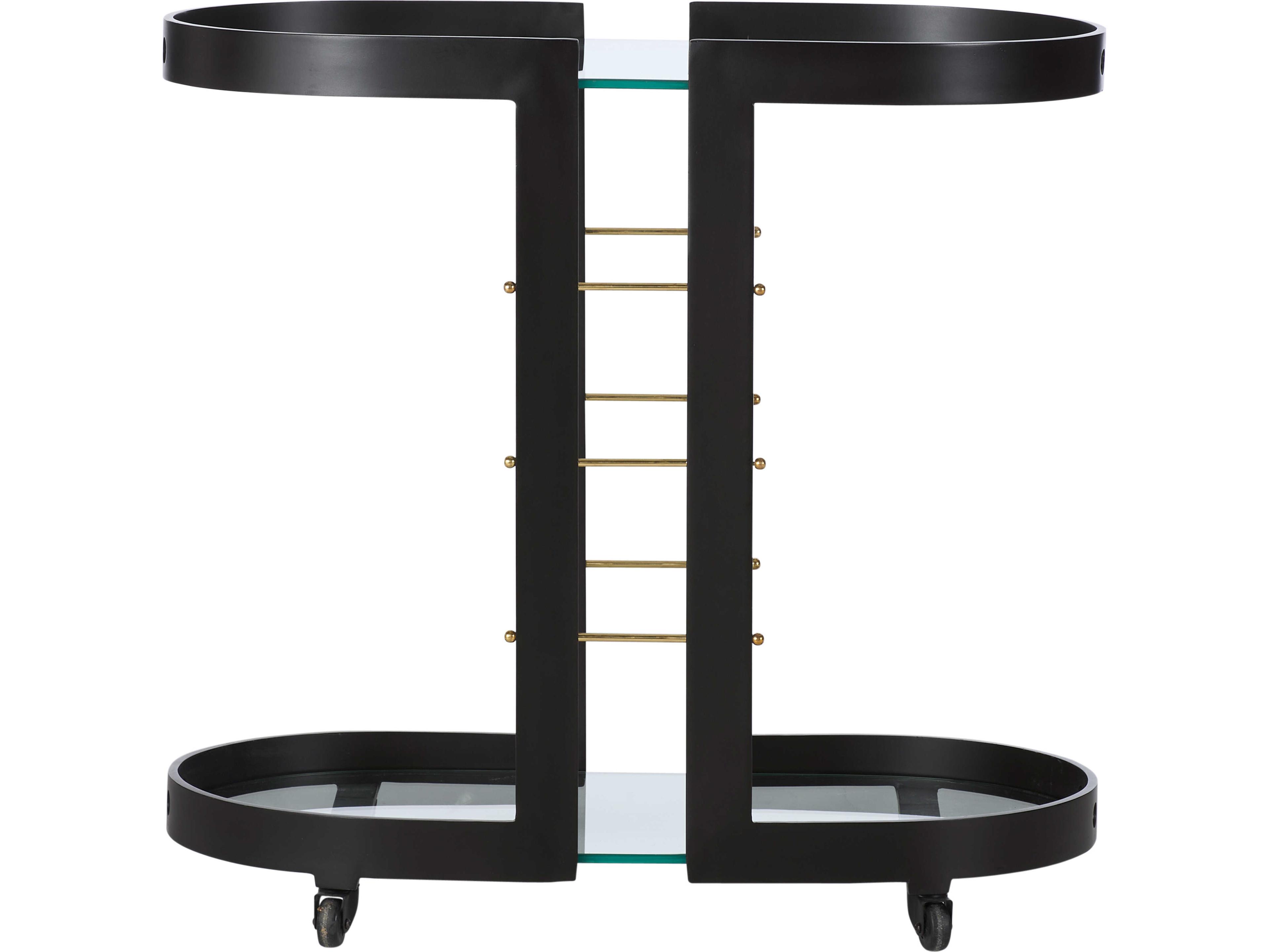 Wildwood Glass Black Bar Cart