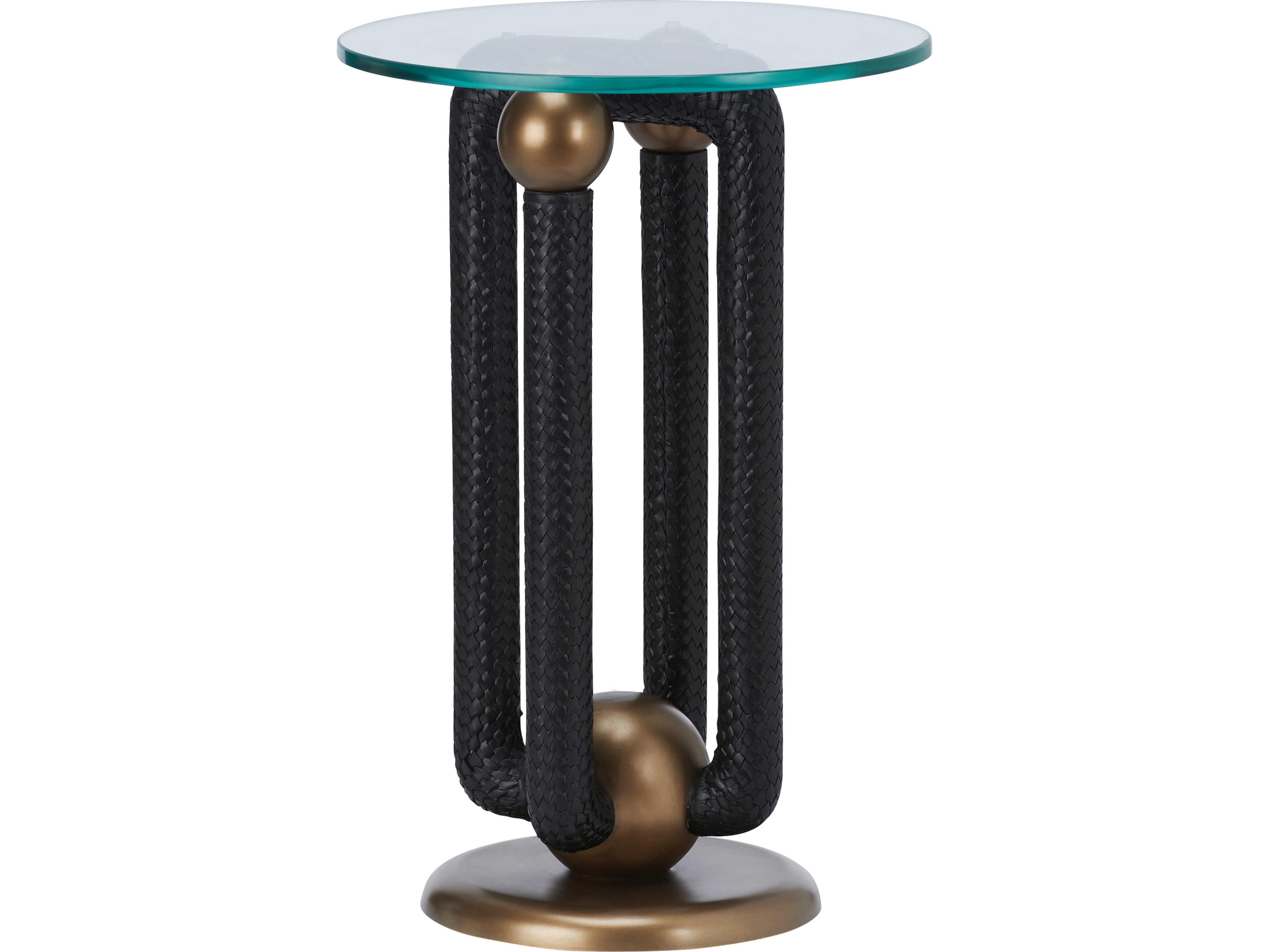 Wildwood Round Glass Black End Table