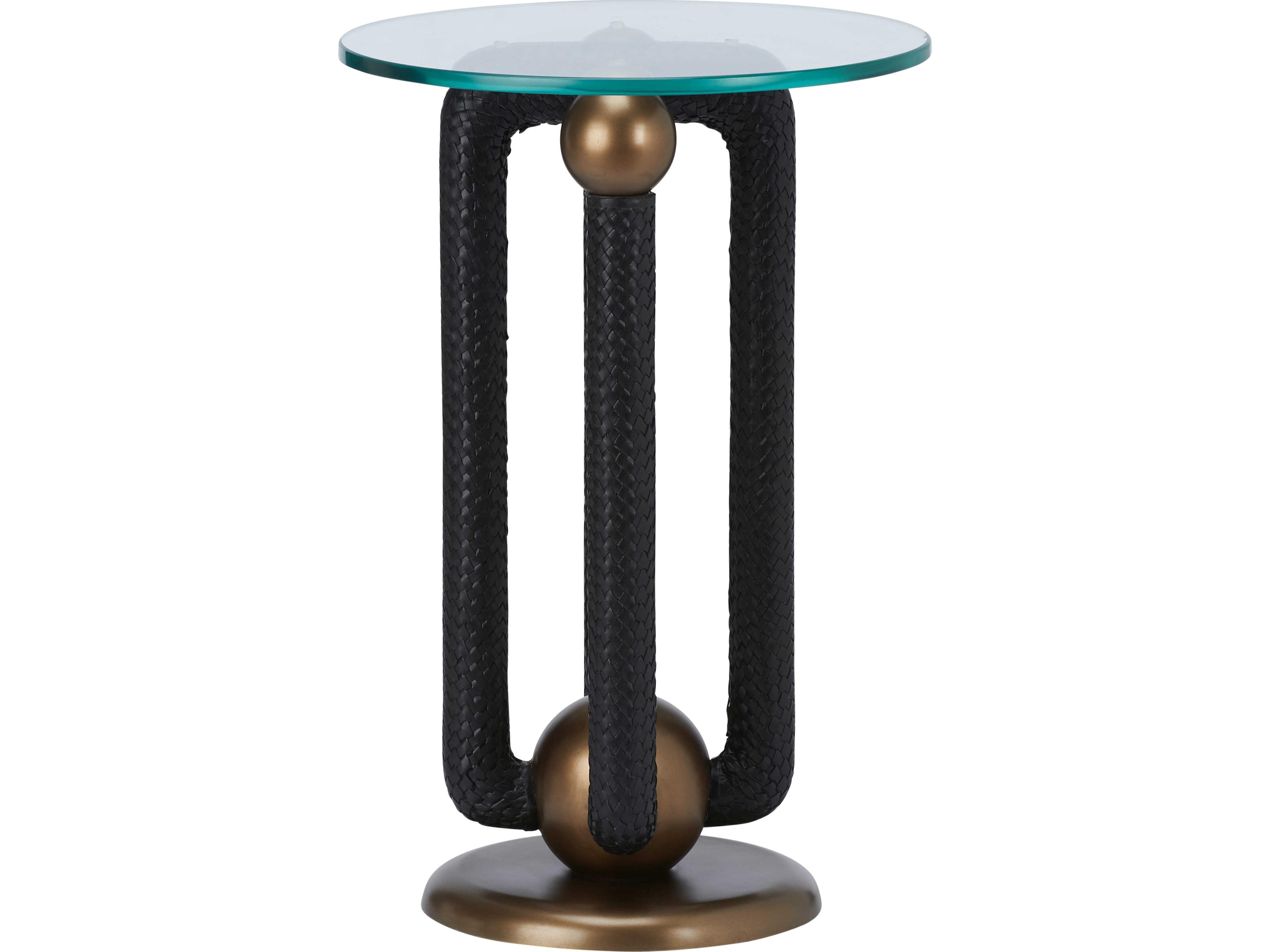 Wildwood Round Glass Black End Table
