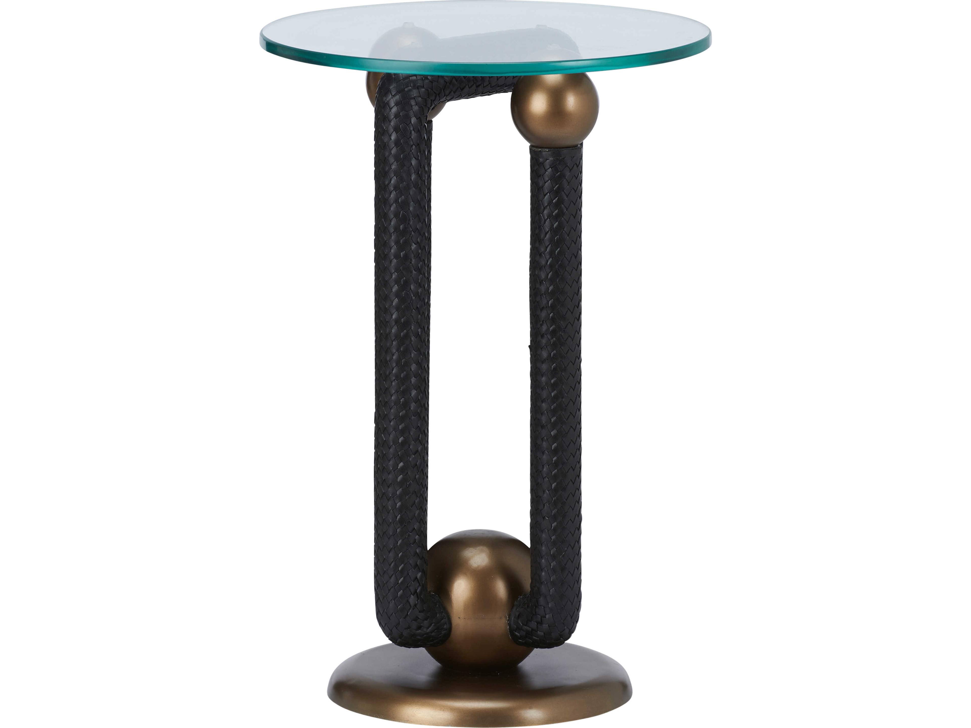 Wildwood Round Glass Black End Table
