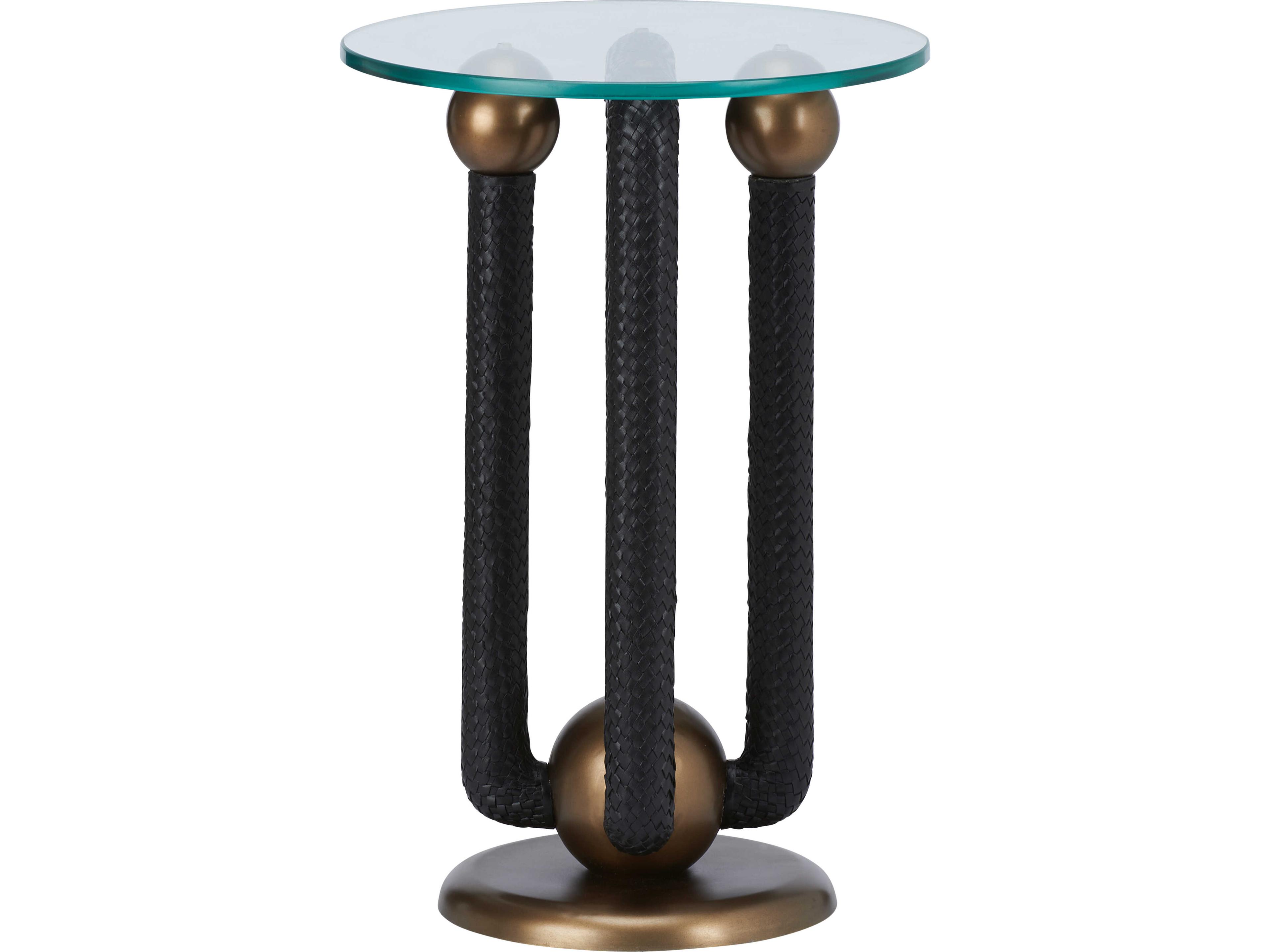 Wildwood Round Glass Black End Table