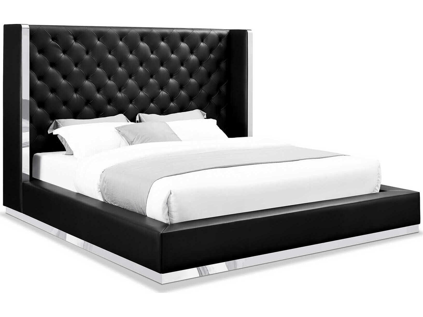 Whiteline Modern Living Abrazo Black Silver King Platform Bed