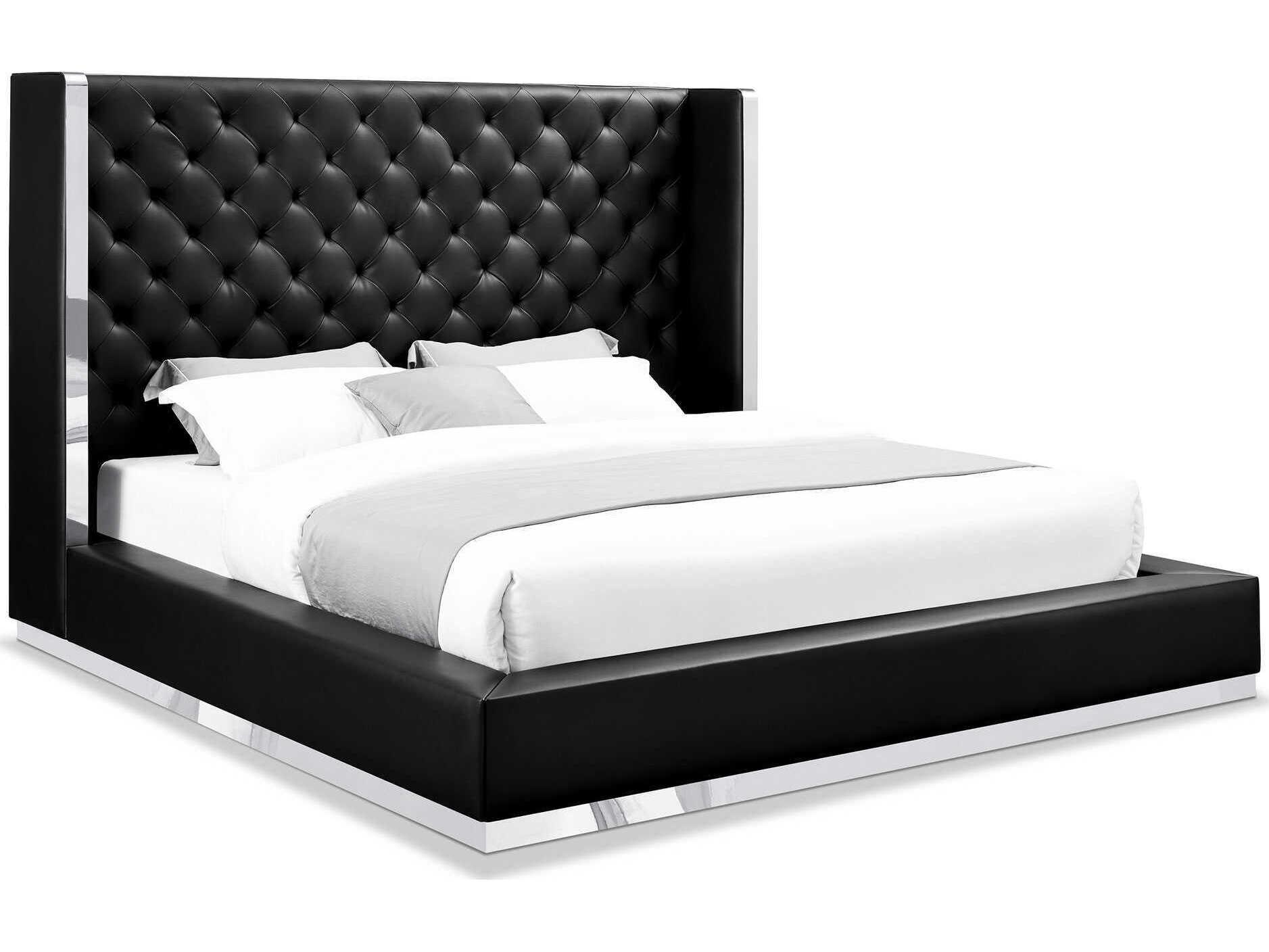 Whiteline Modern Living Abrazo Black Silver King Platform Bed