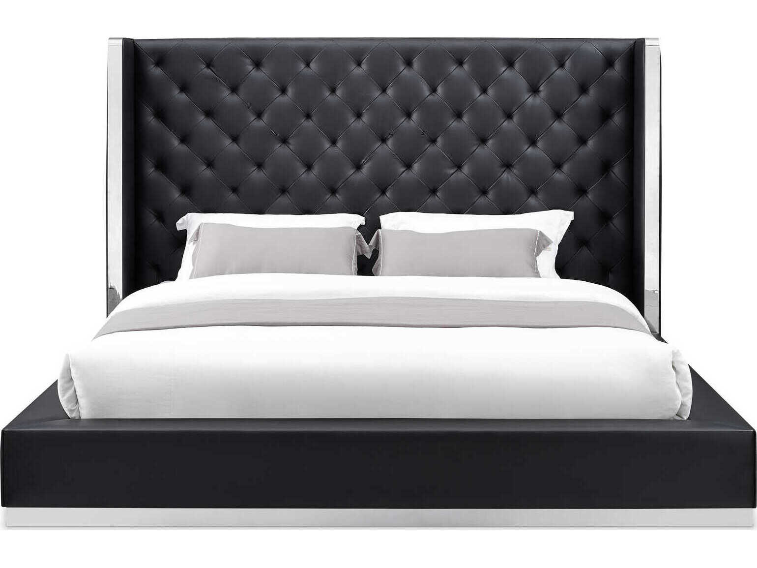 Whiteline Modern Living Abrazo Black Silver King Platform Bed