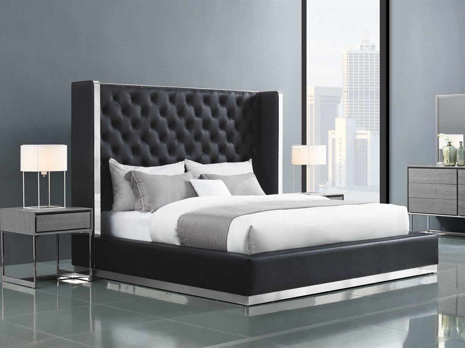 Whiteline Modern Living Abrazo Black Silver King Platform Bed