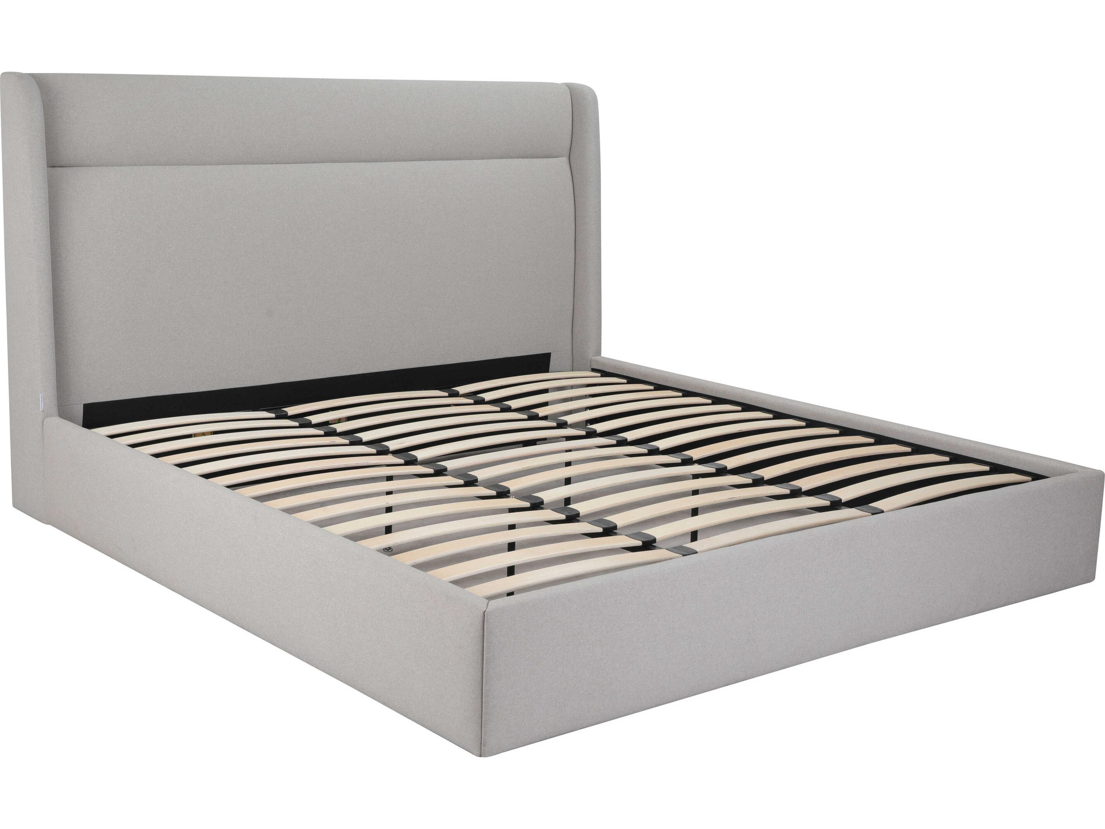 Whiteline Modern Living Tokyo Light Grey Upholstered King Platform Bed