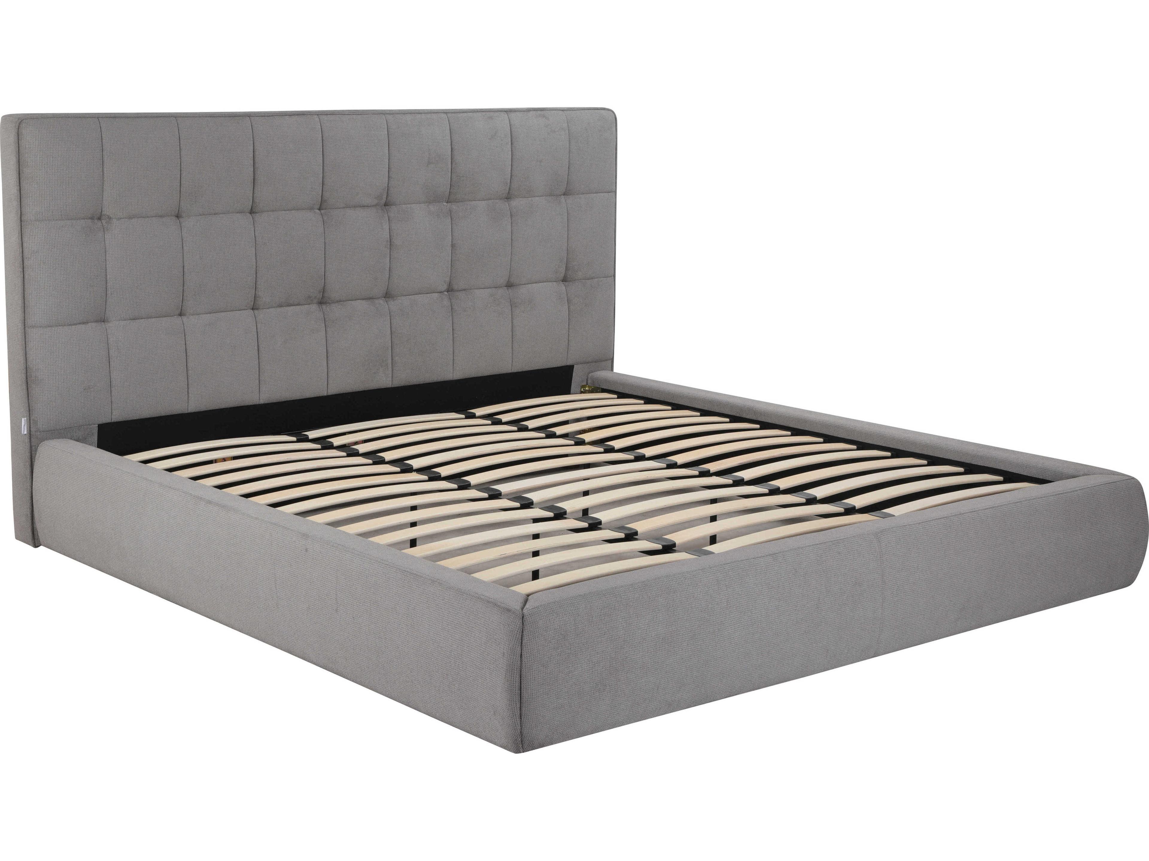 Whiteline Modern Living Dexter Grey Upholstered King Platform Bed