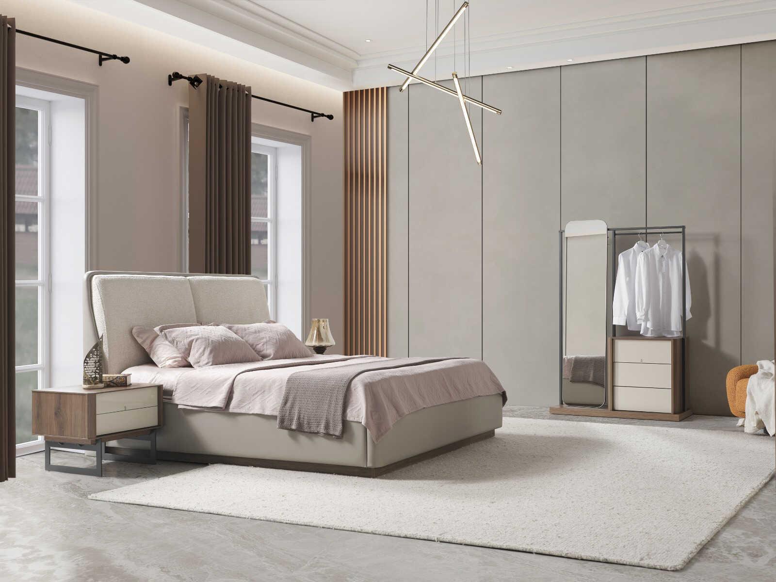 Whiteline Modern Living Romina Light Grey Upholstered King Platform Bed