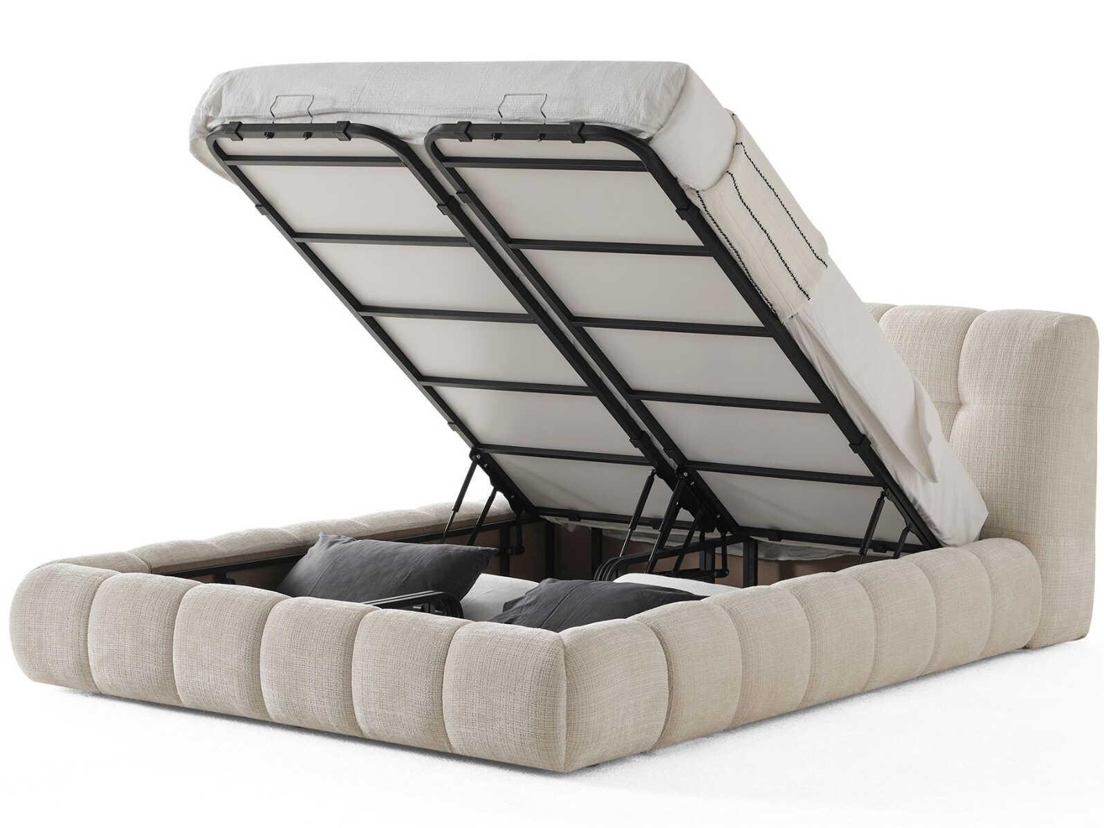 Whiteline Modern Living Cloud Beige Upholstered King Platform Bed