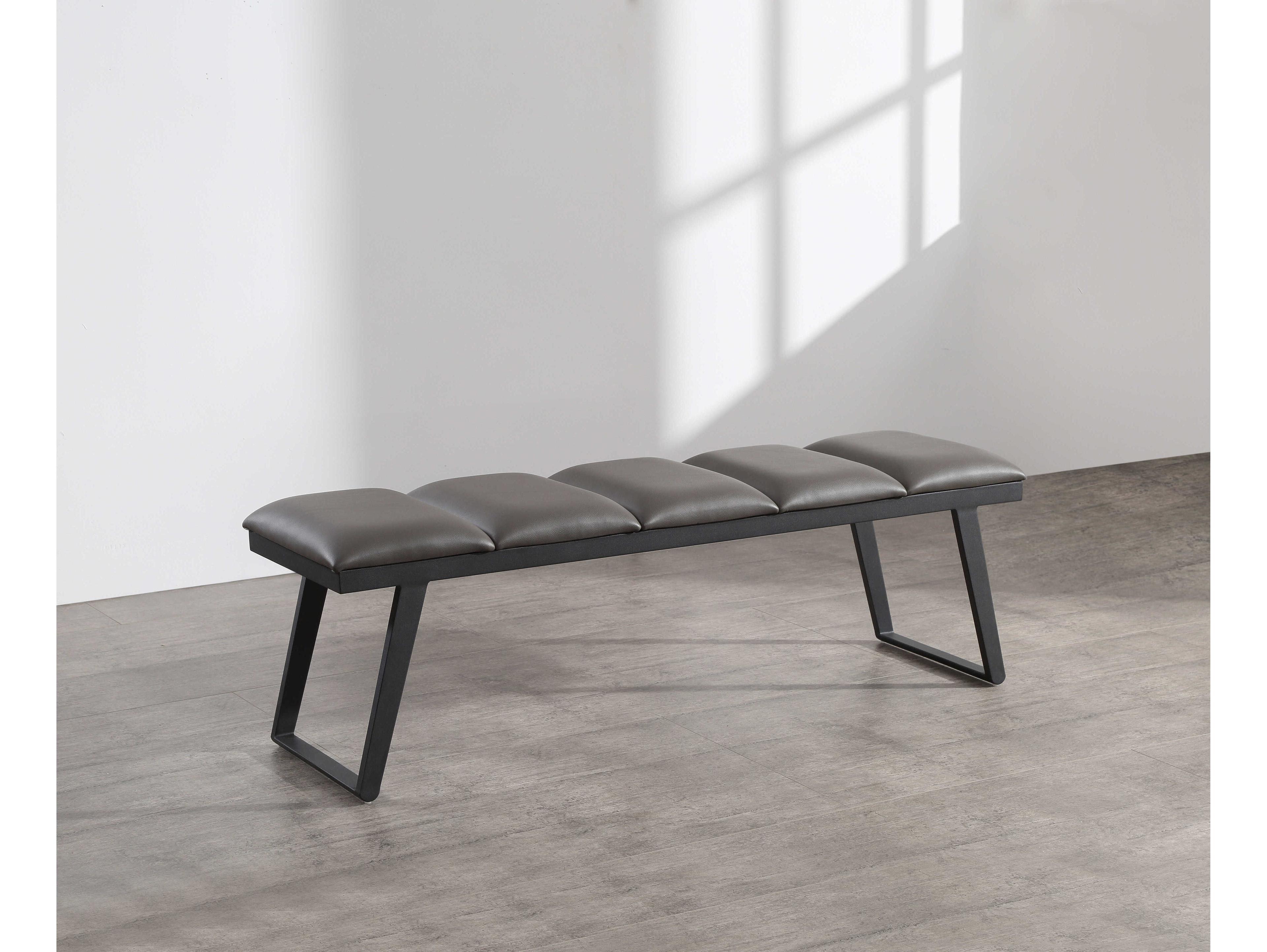 Whiteline Modern Living Ethan Dark Grey Sanded Black Faux Leather Accent Bench