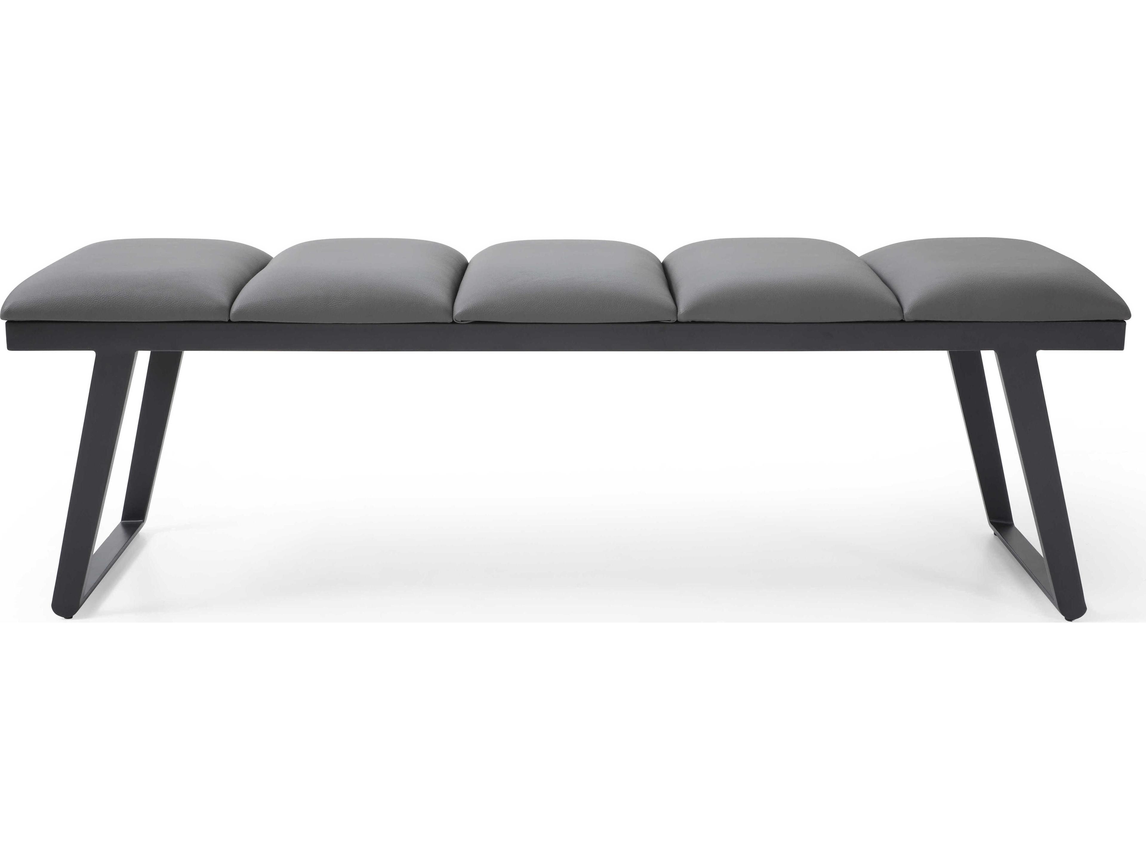 Whiteline Modern Living Ethan Dark Grey Sanded Black Faux Leather Accent Bench