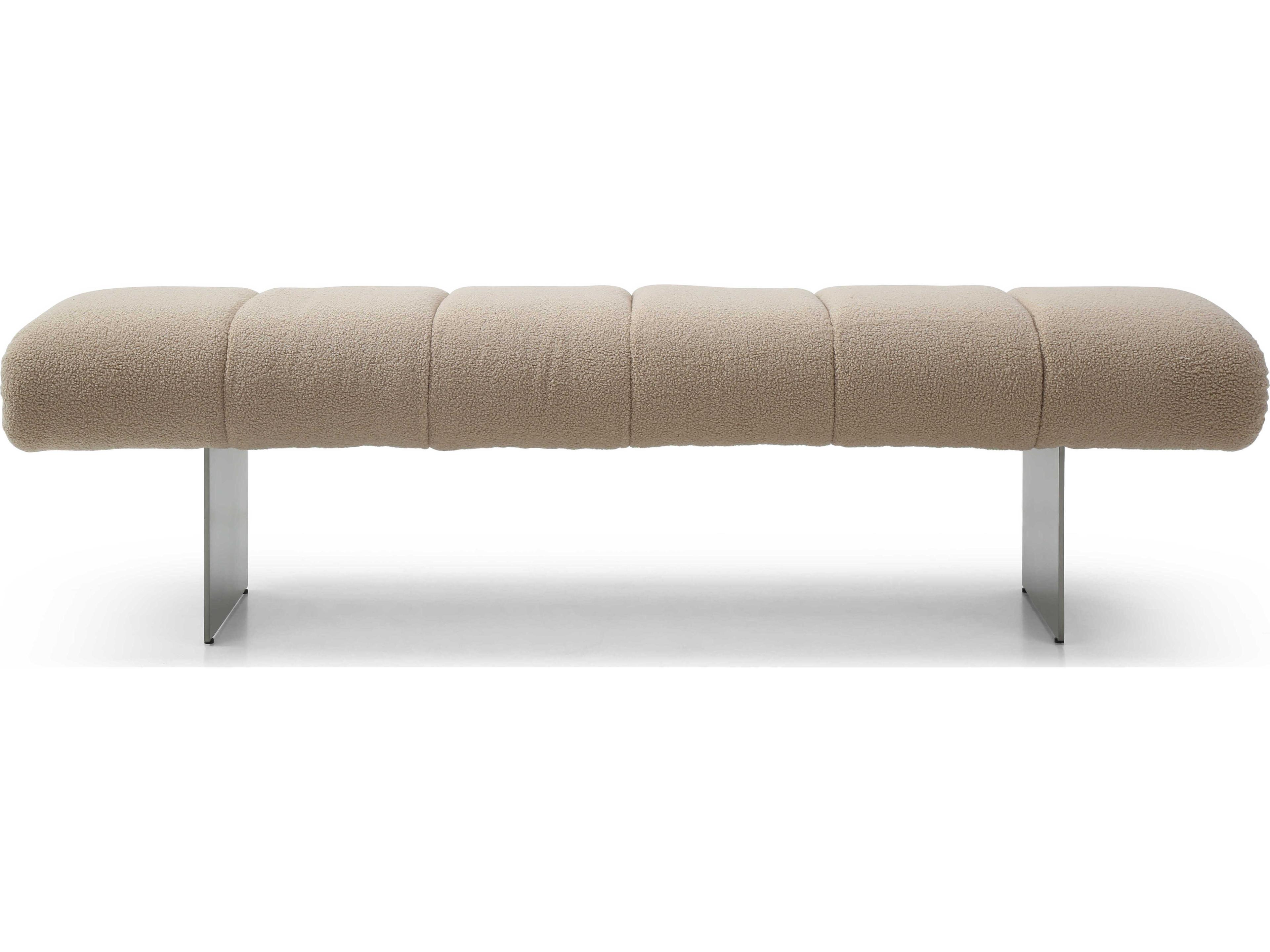 Whiteline Modern Living Elena Beige Brushed Nickel Upholstered Accent Bench