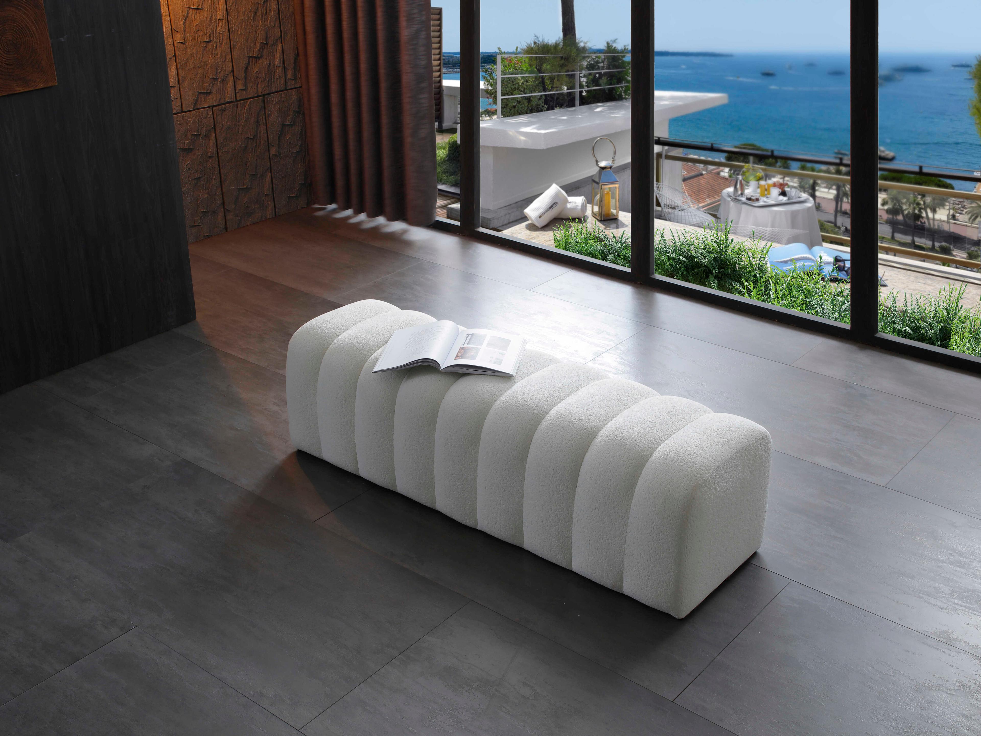 Whiteline Modern Living Vertigo White Upholstered Accent Bench