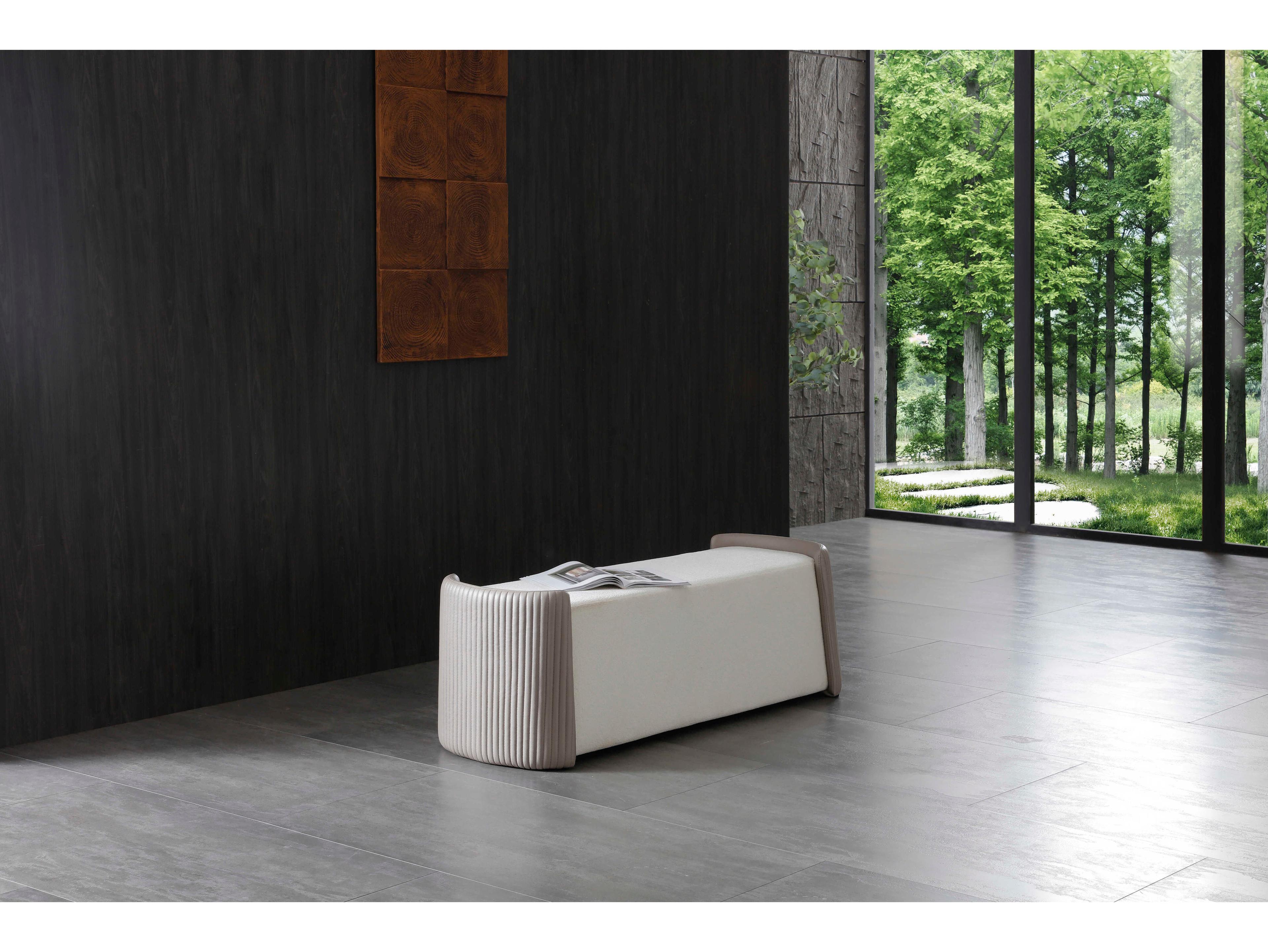 Whiteline Modern Living Hug Taupe Beige Upholstered Accent Bench