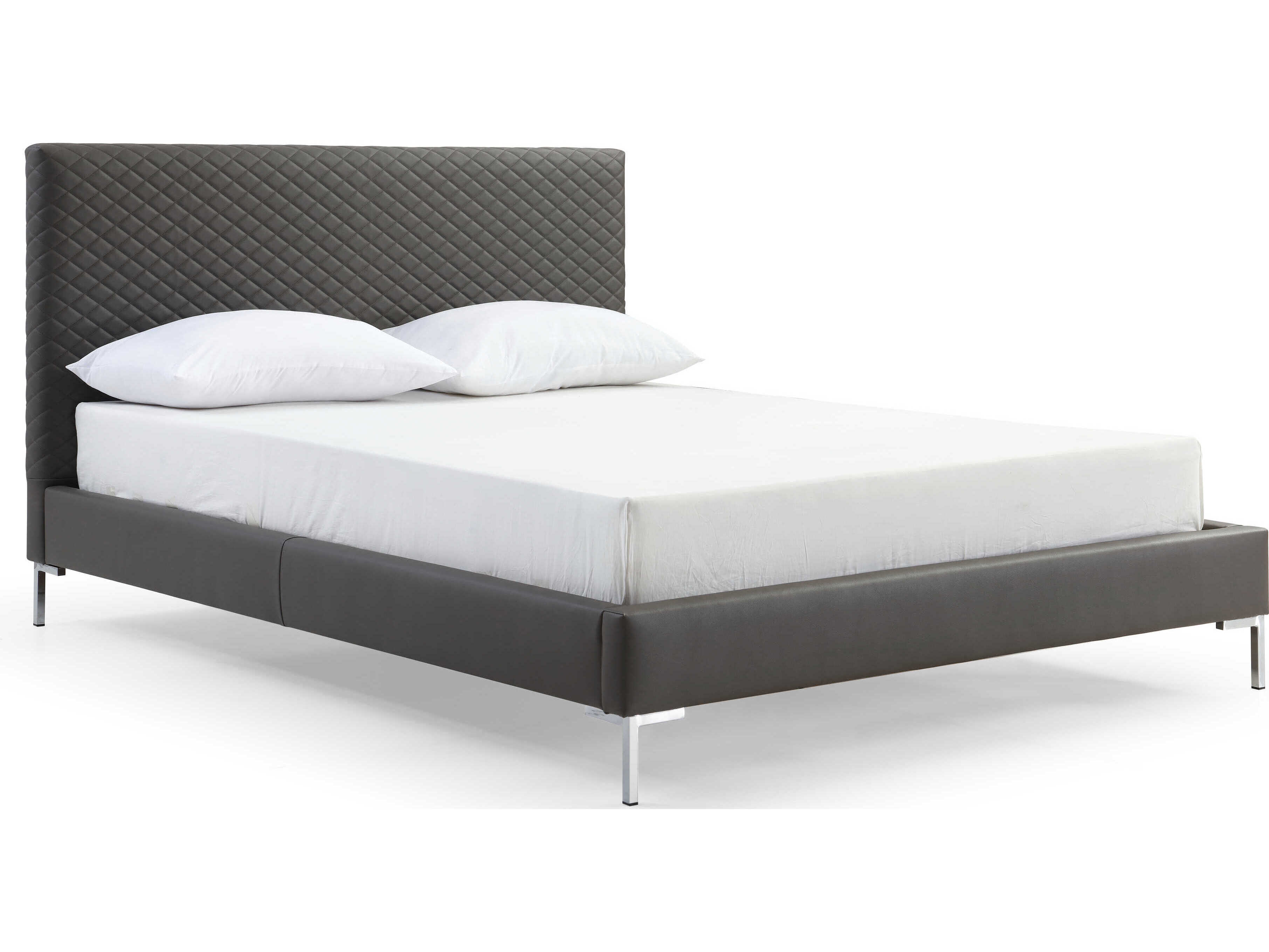 Whiteline Modern Living Liz Dark Grey Silver Queen Platform Bed