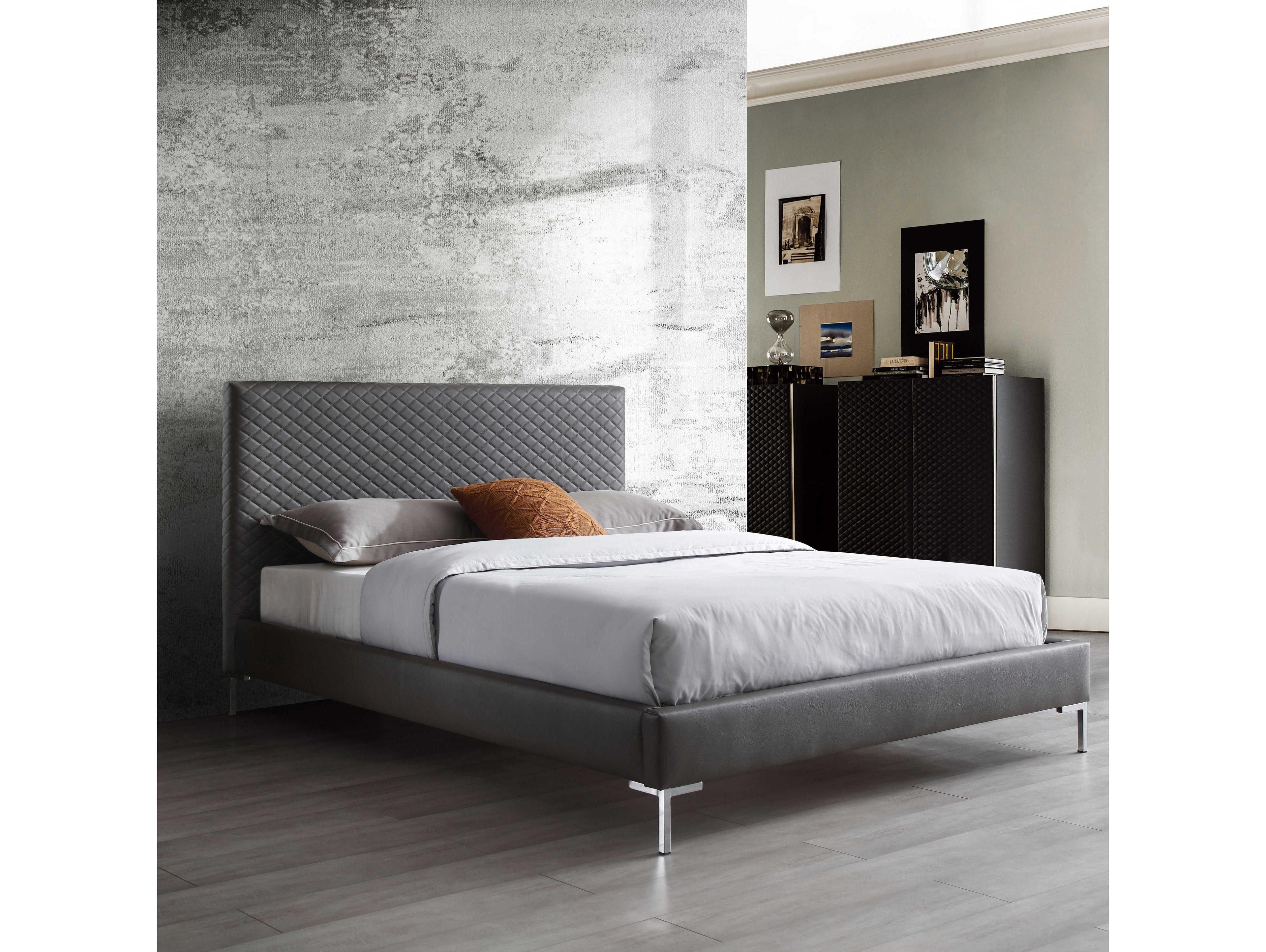 Whiteline Modern Living Liz Dark Grey Silver Queen Platform Bed