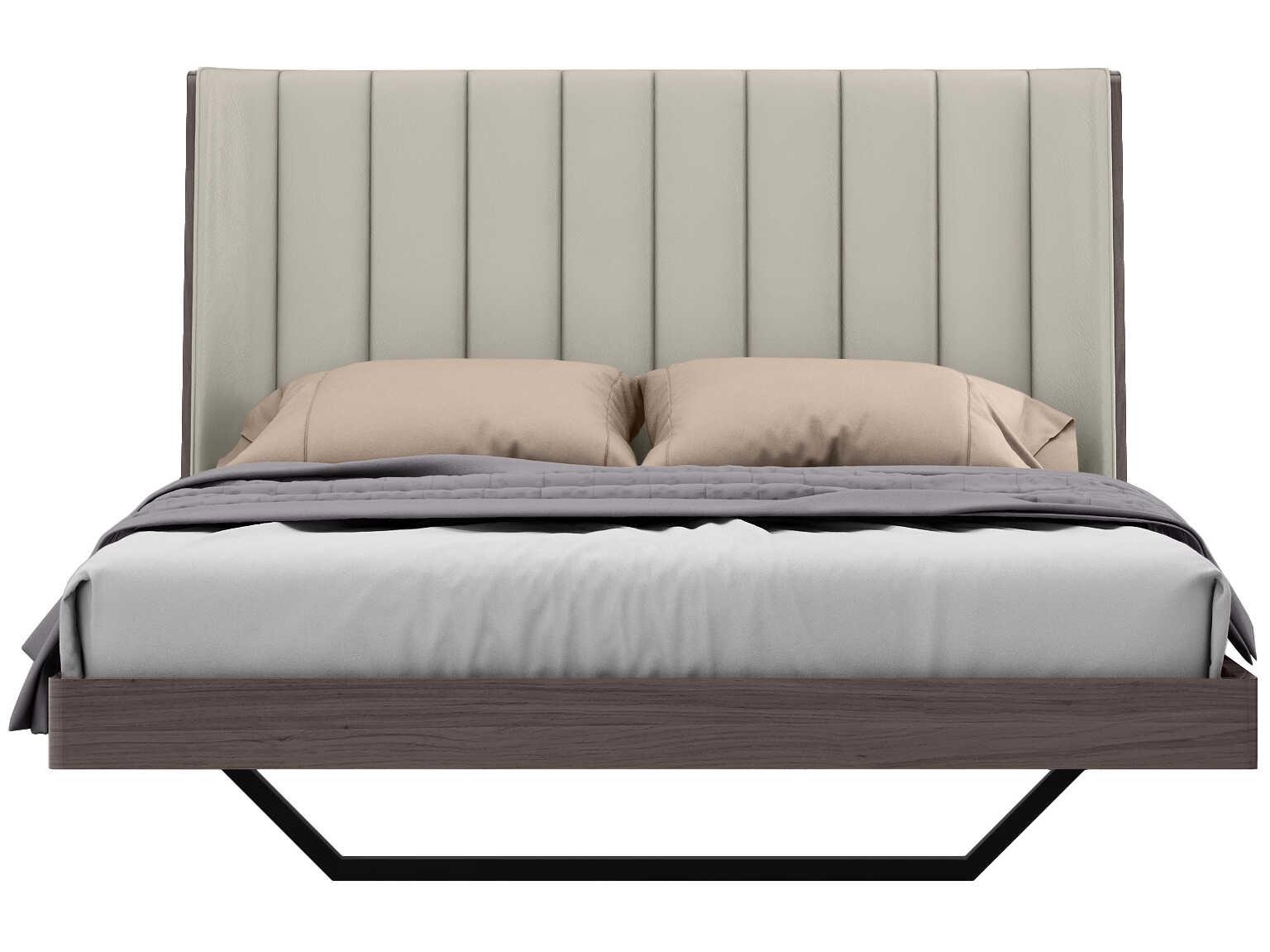 Whiteline Modern Living Berlin Chestnut Light Grey Queen Platform Bed