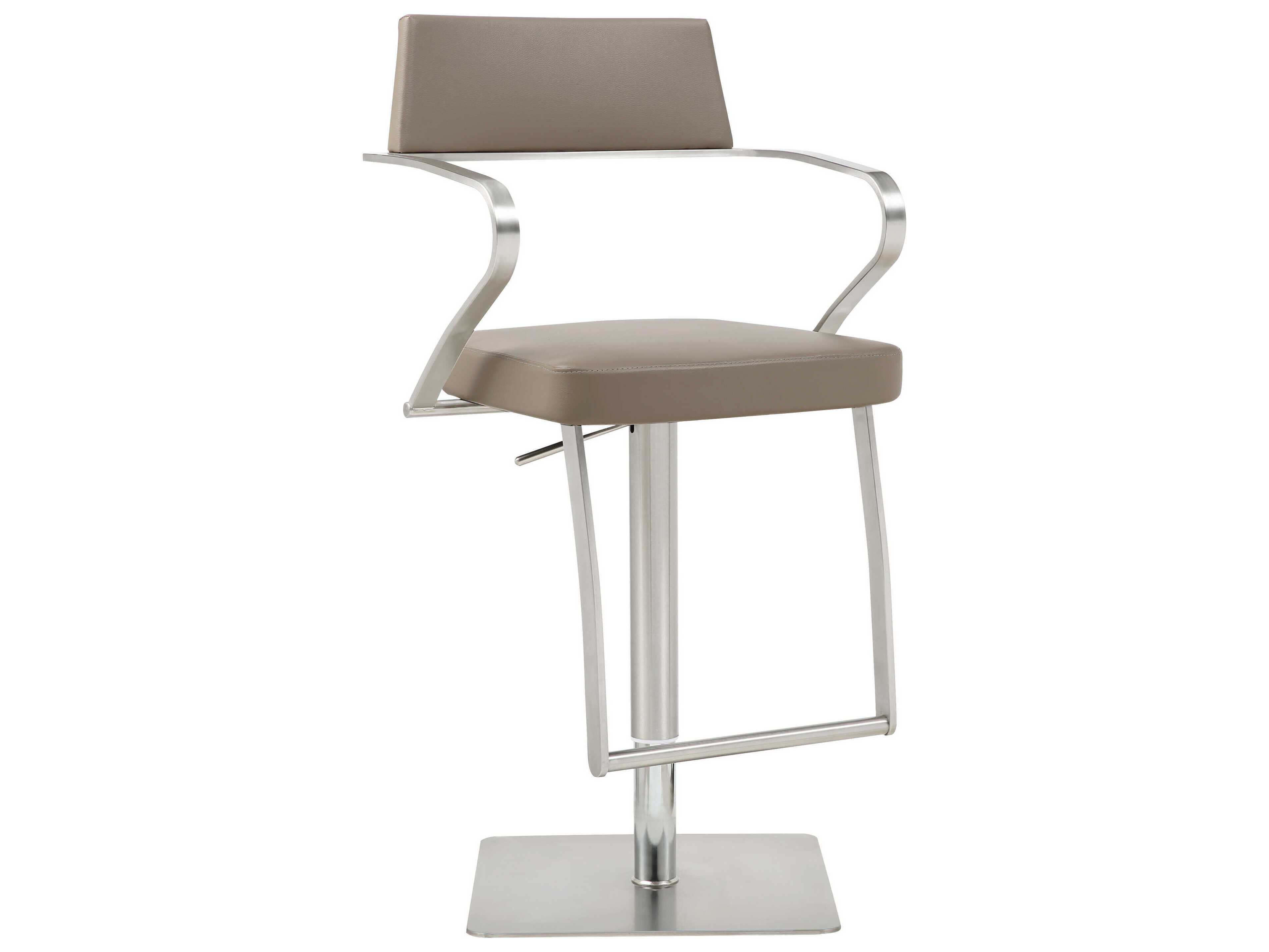Whiteline Modern Living Zuri Taupe Faux Leather Adjustable Bar Stool