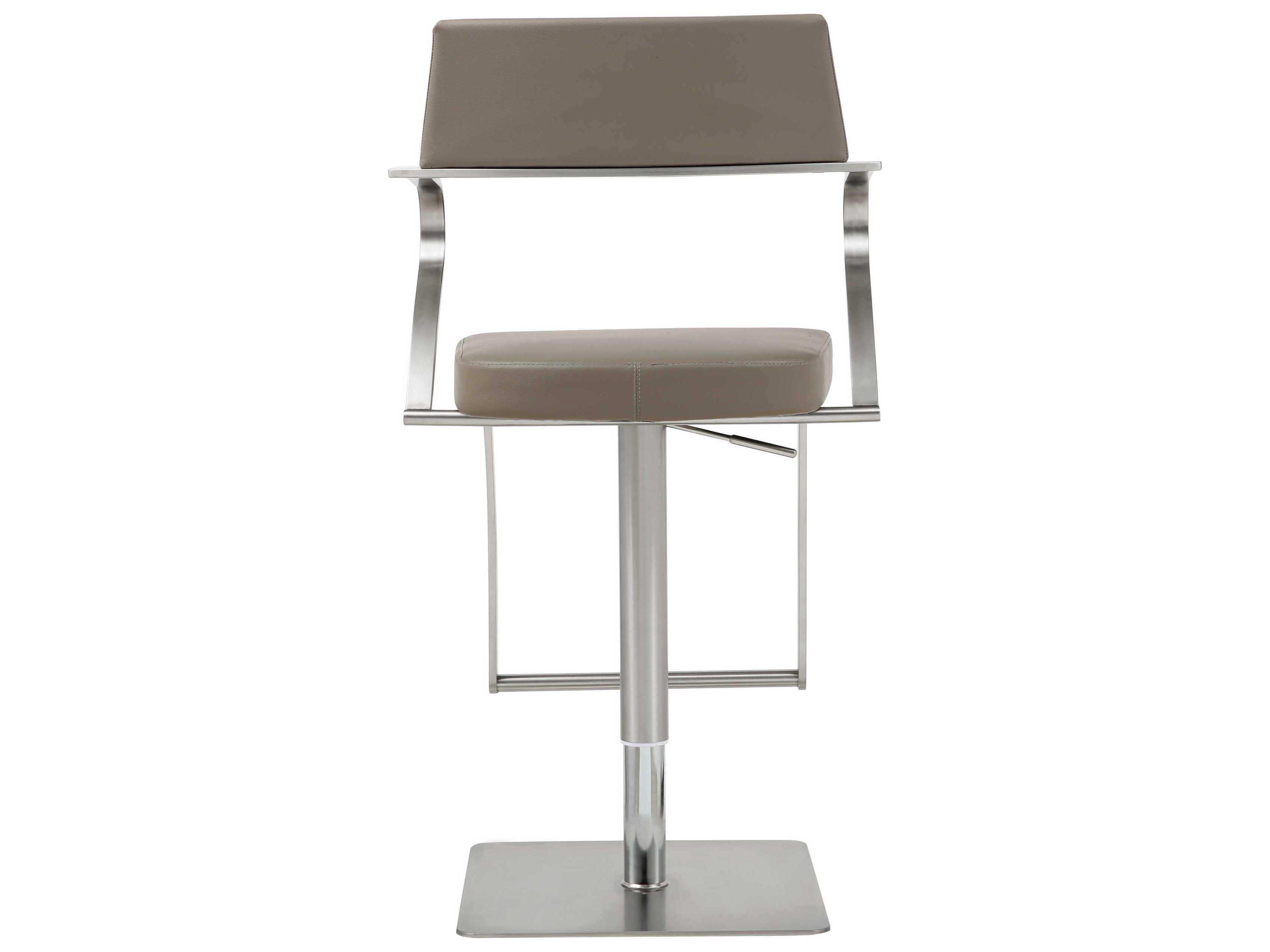 Whiteline Modern Living Zuri Taupe Faux Leather Adjustable Bar Stool