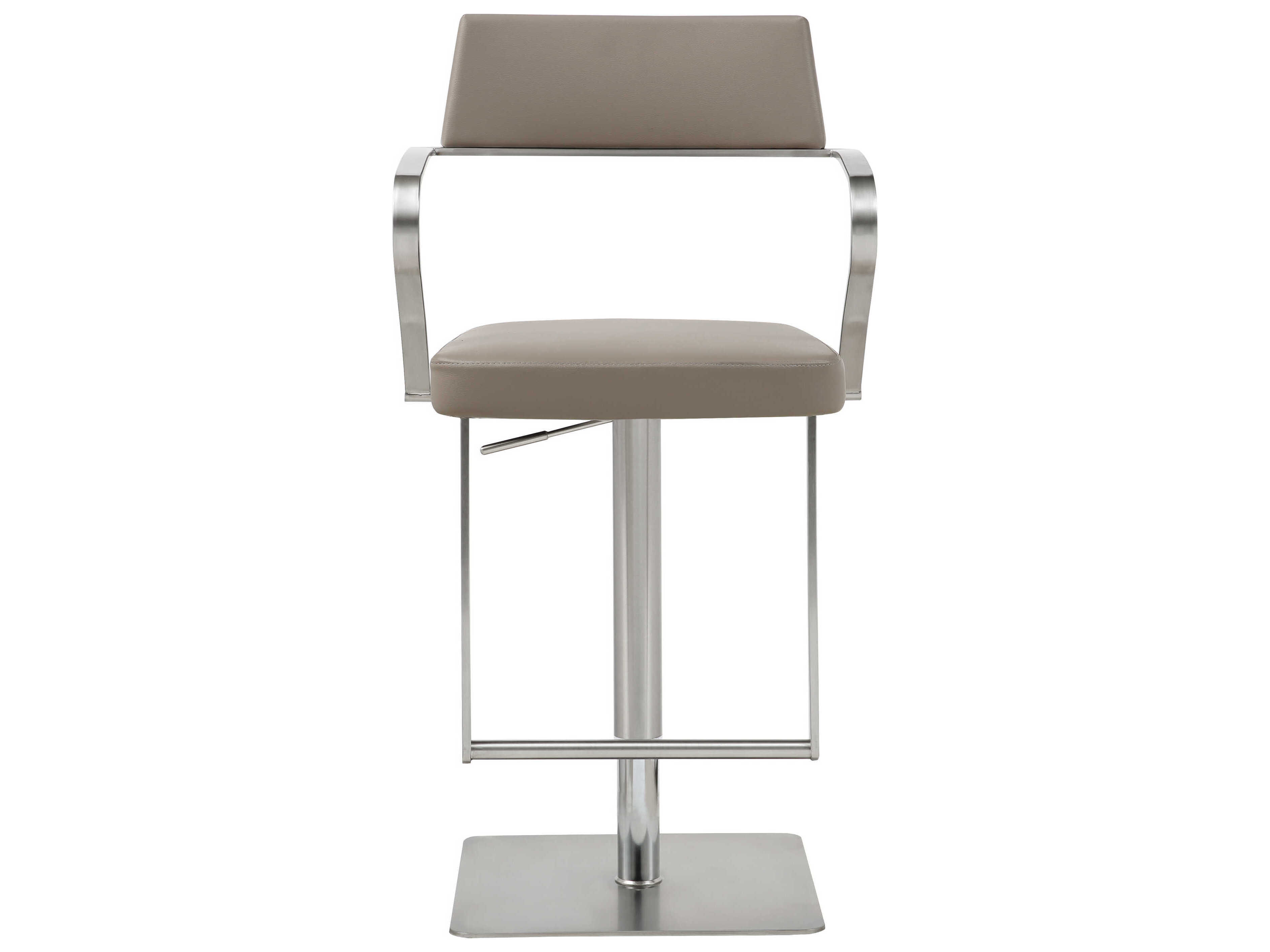 Whiteline Modern Living Zuri Taupe Faux Leather Adjustable Bar Stool