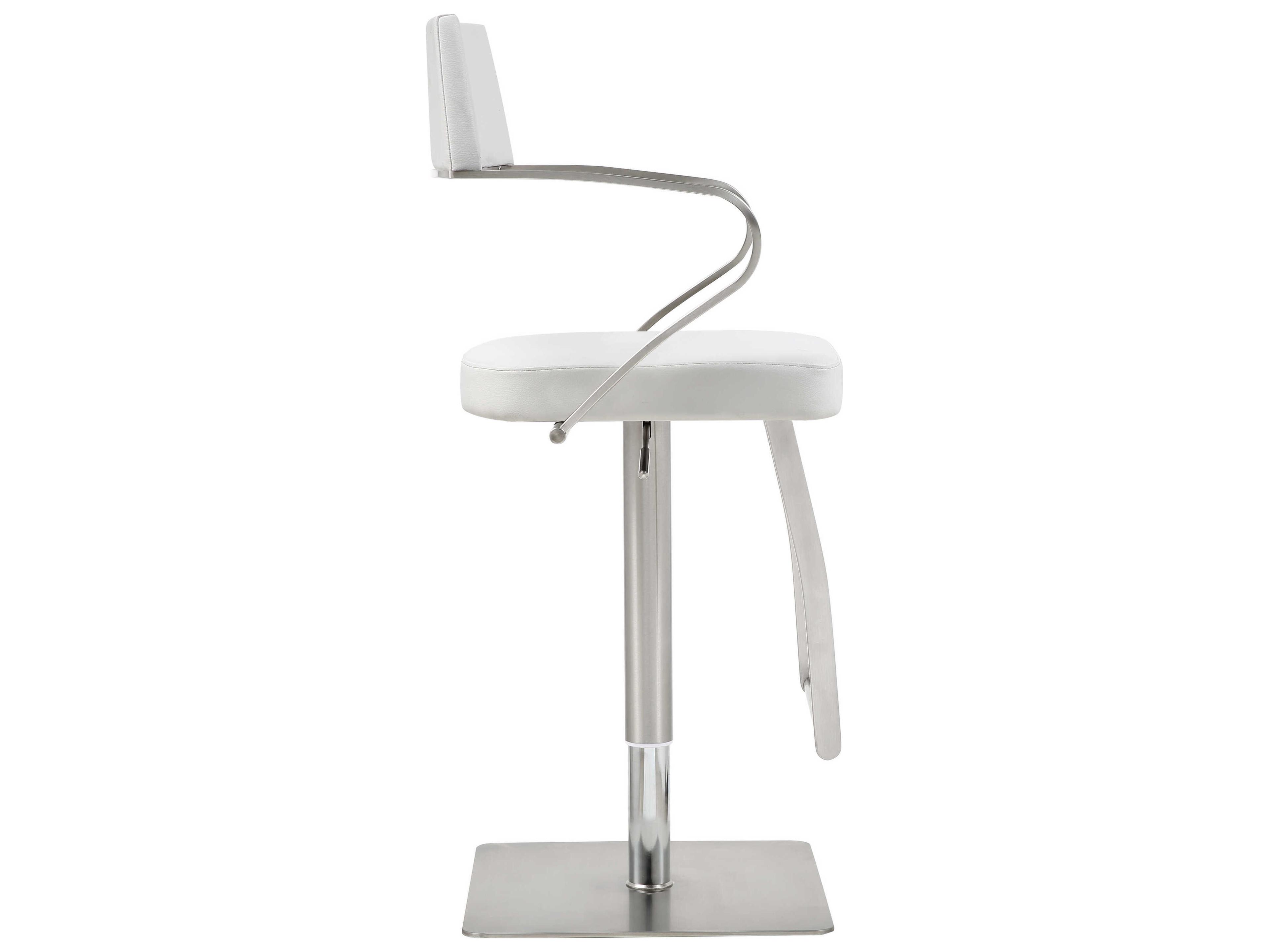 Whiteline Modern Living Zuri White Faux Leather Adjustable Bar Stool