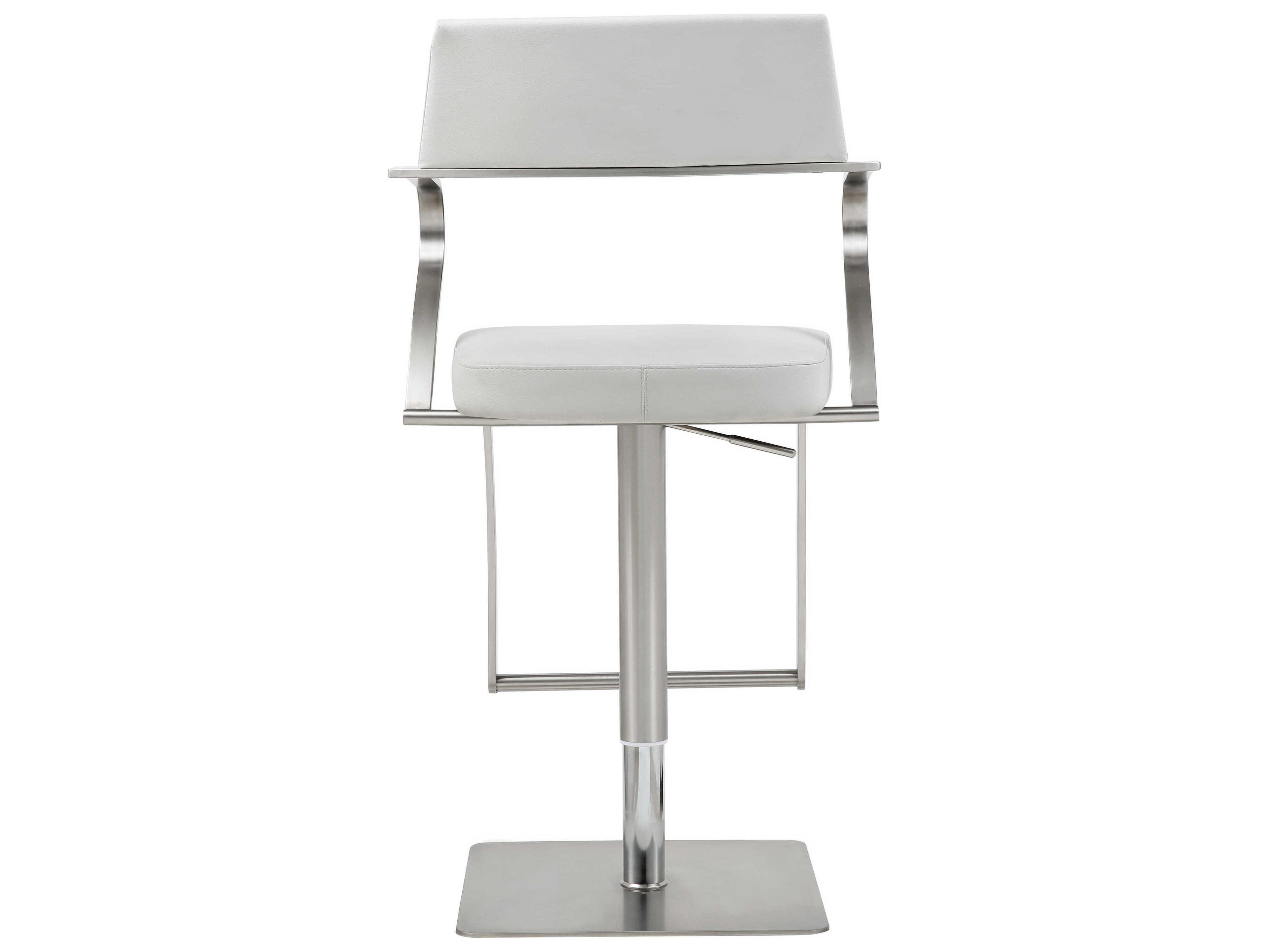 Whiteline Modern Living Zuri White Faux Leather Adjustable Bar Stool