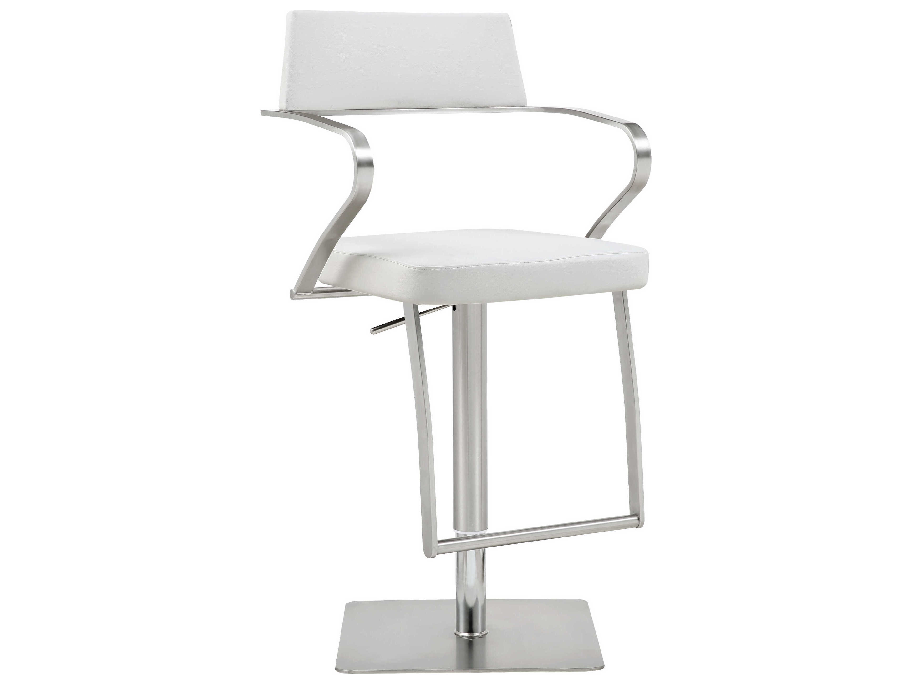 Whiteline Modern Living Zuri White Faux Leather Adjustable Bar Stool