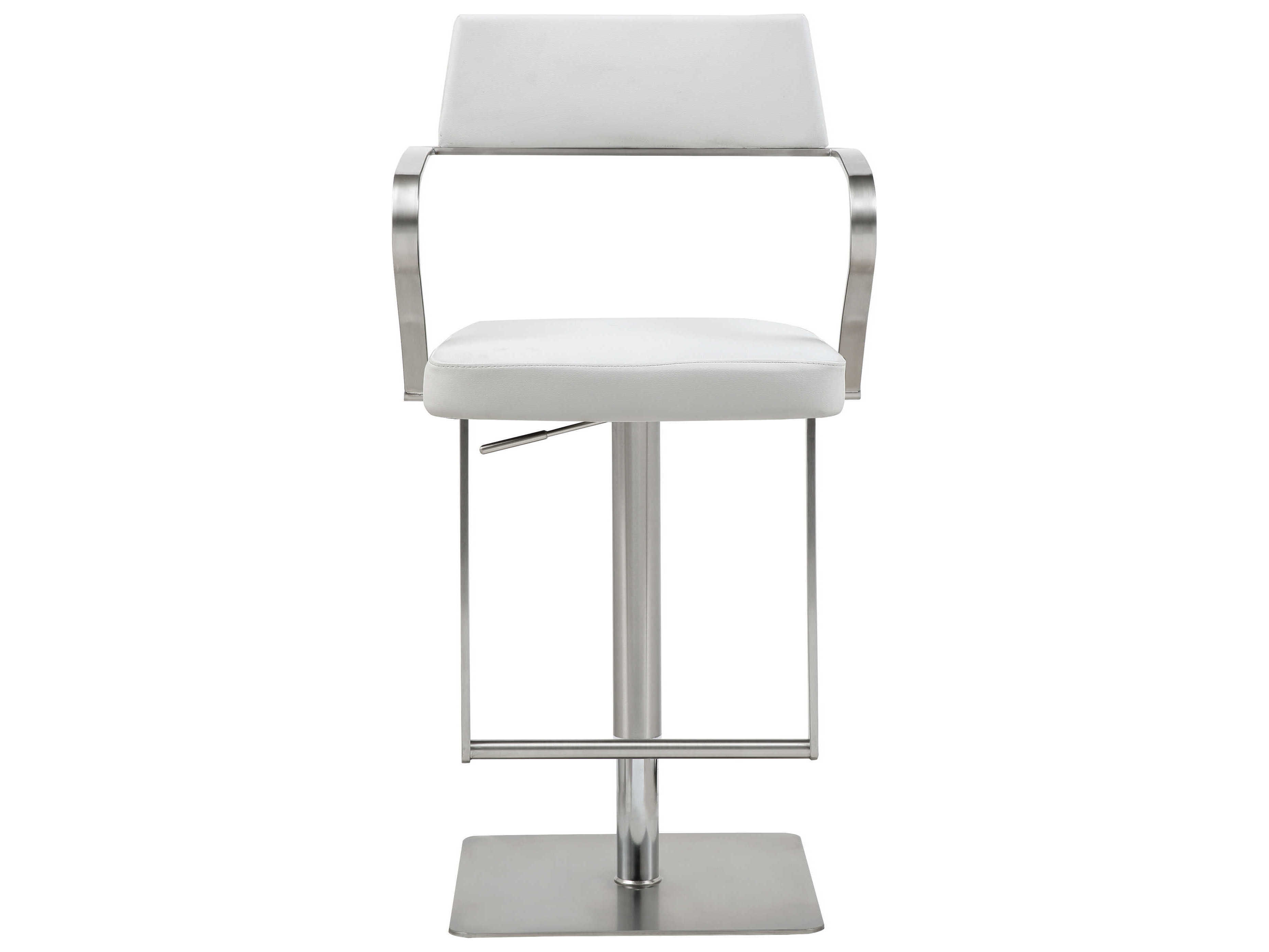 Whiteline Modern Living Zuri White Faux Leather Adjustable Bar Stool