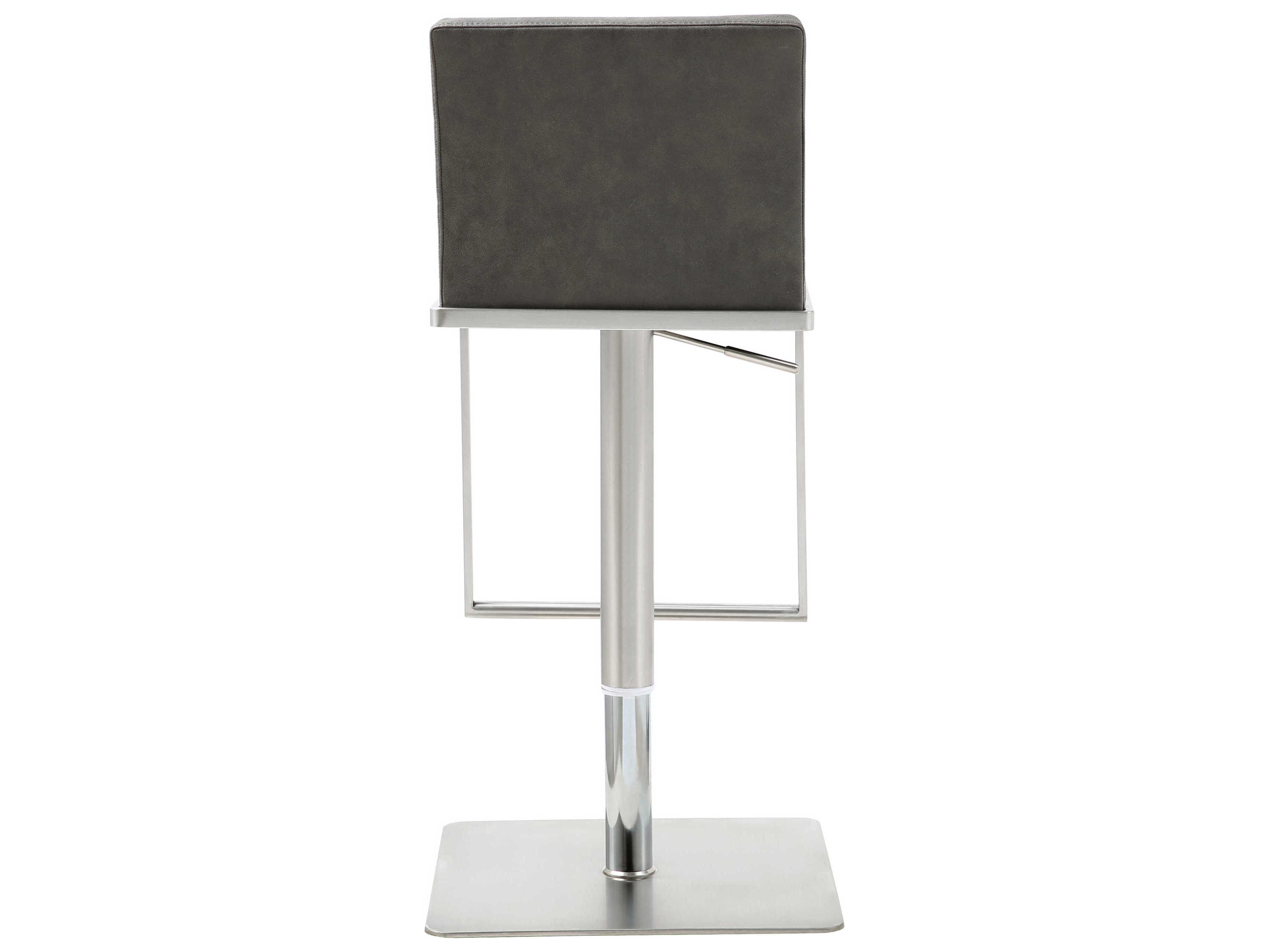 Whiteline Modern Living Clay Grey Faux Leather Adjustable Bar Stool