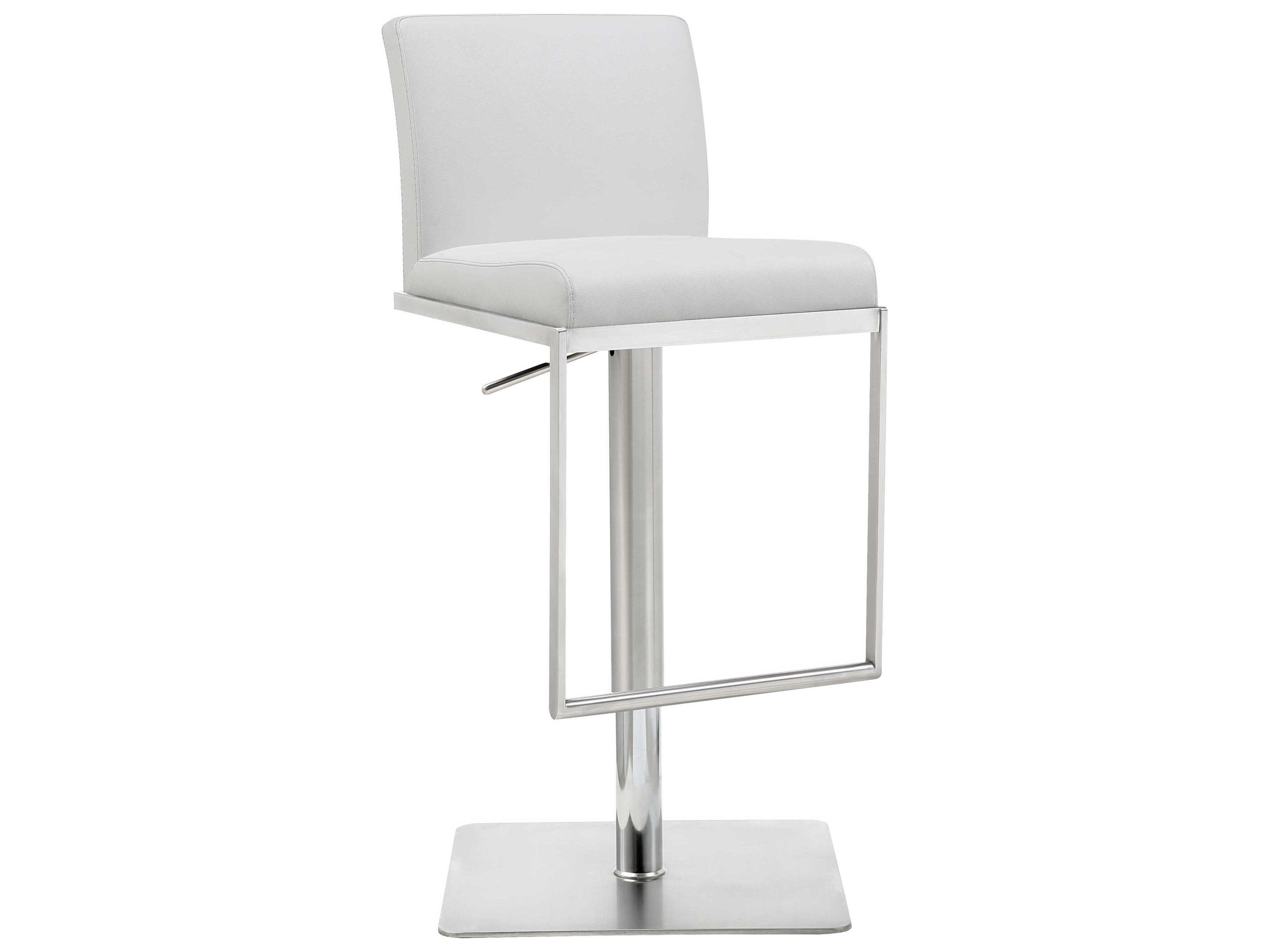 Whiteline Modern Living Clay White Faux Leather Adjustable Bar Stool