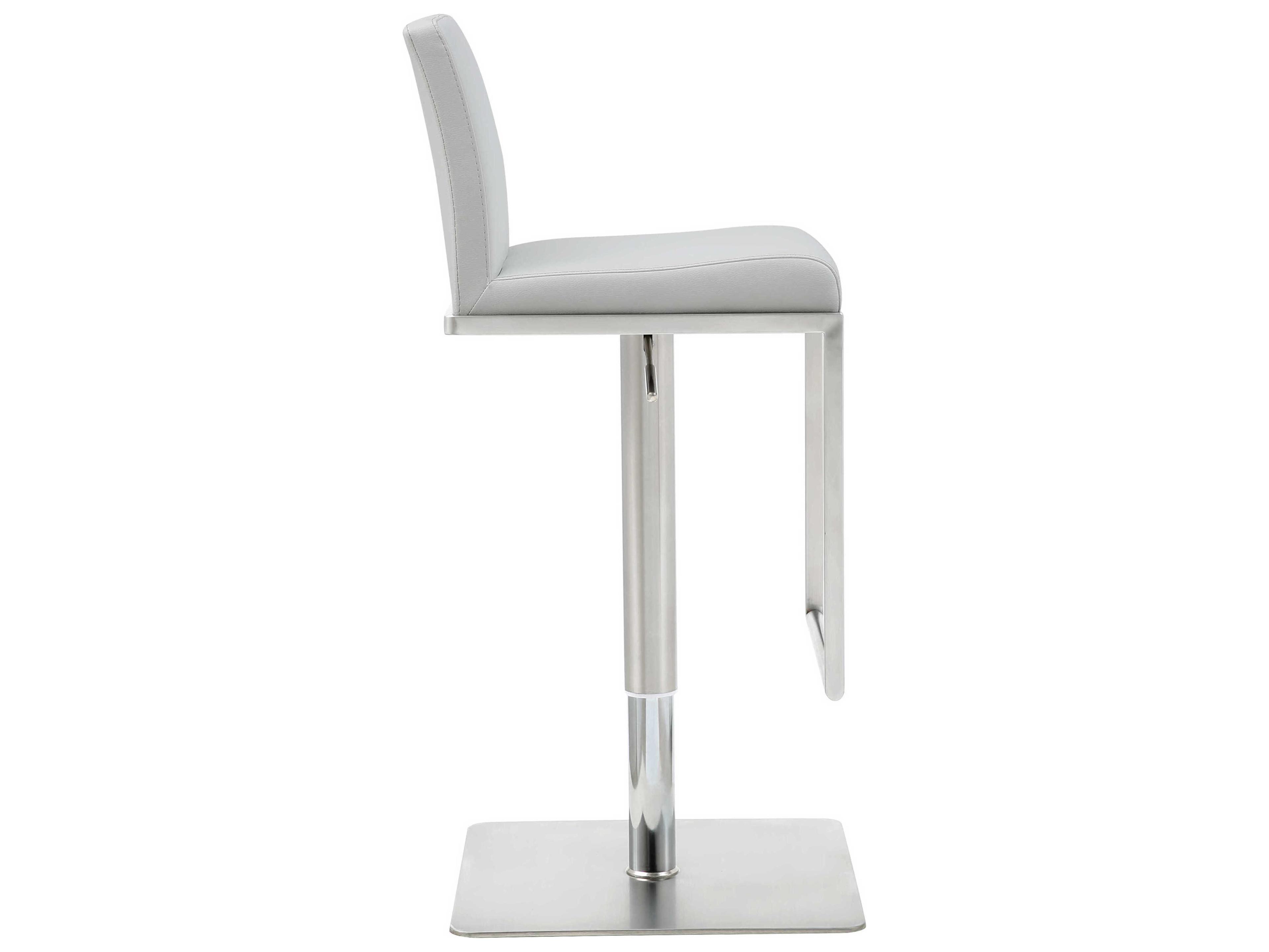 Whiteline Modern Living Clay White Faux Leather Adjustable Bar Stool