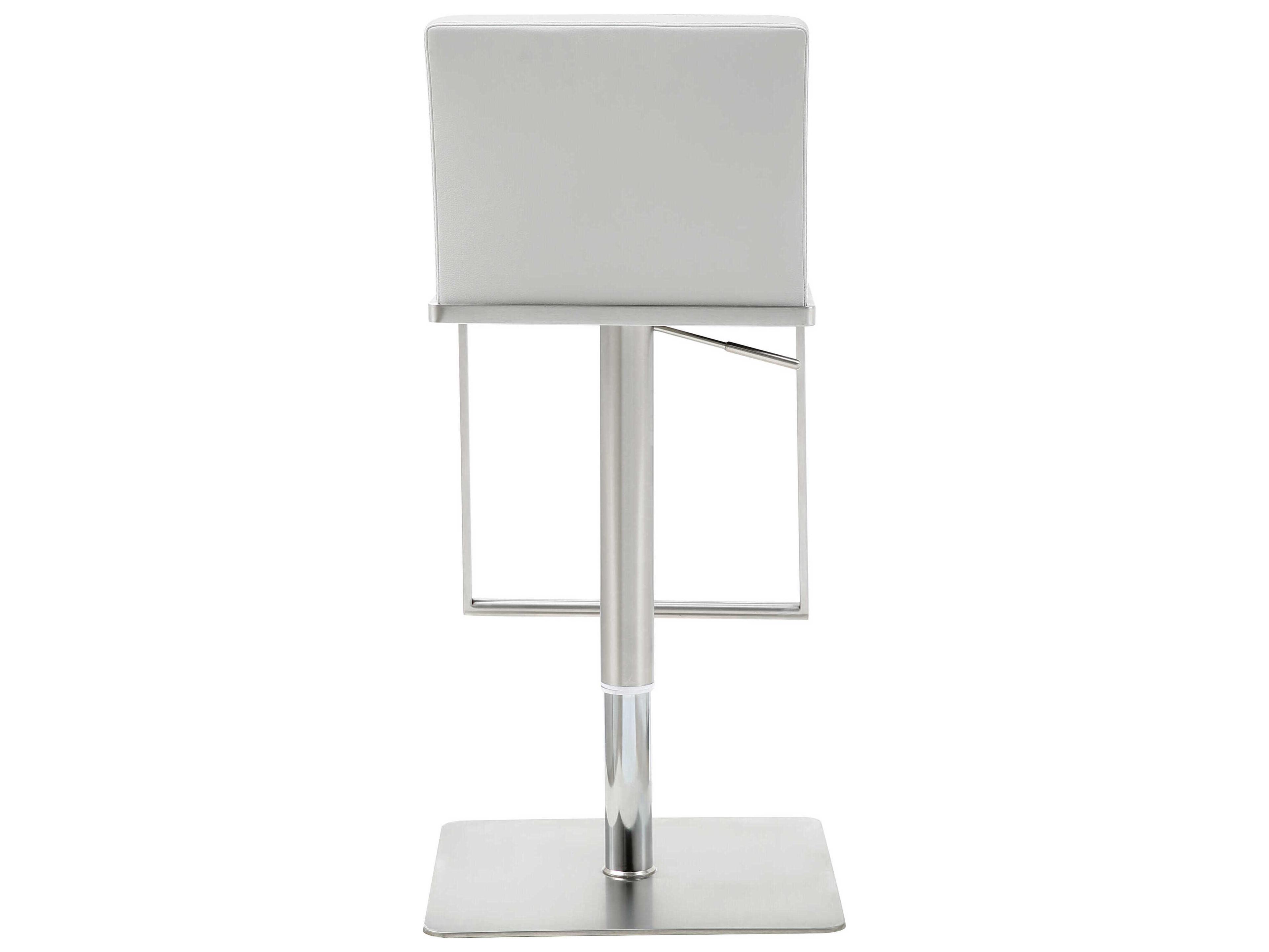 Whiteline Modern Living Clay White Faux Leather Adjustable Bar Stool