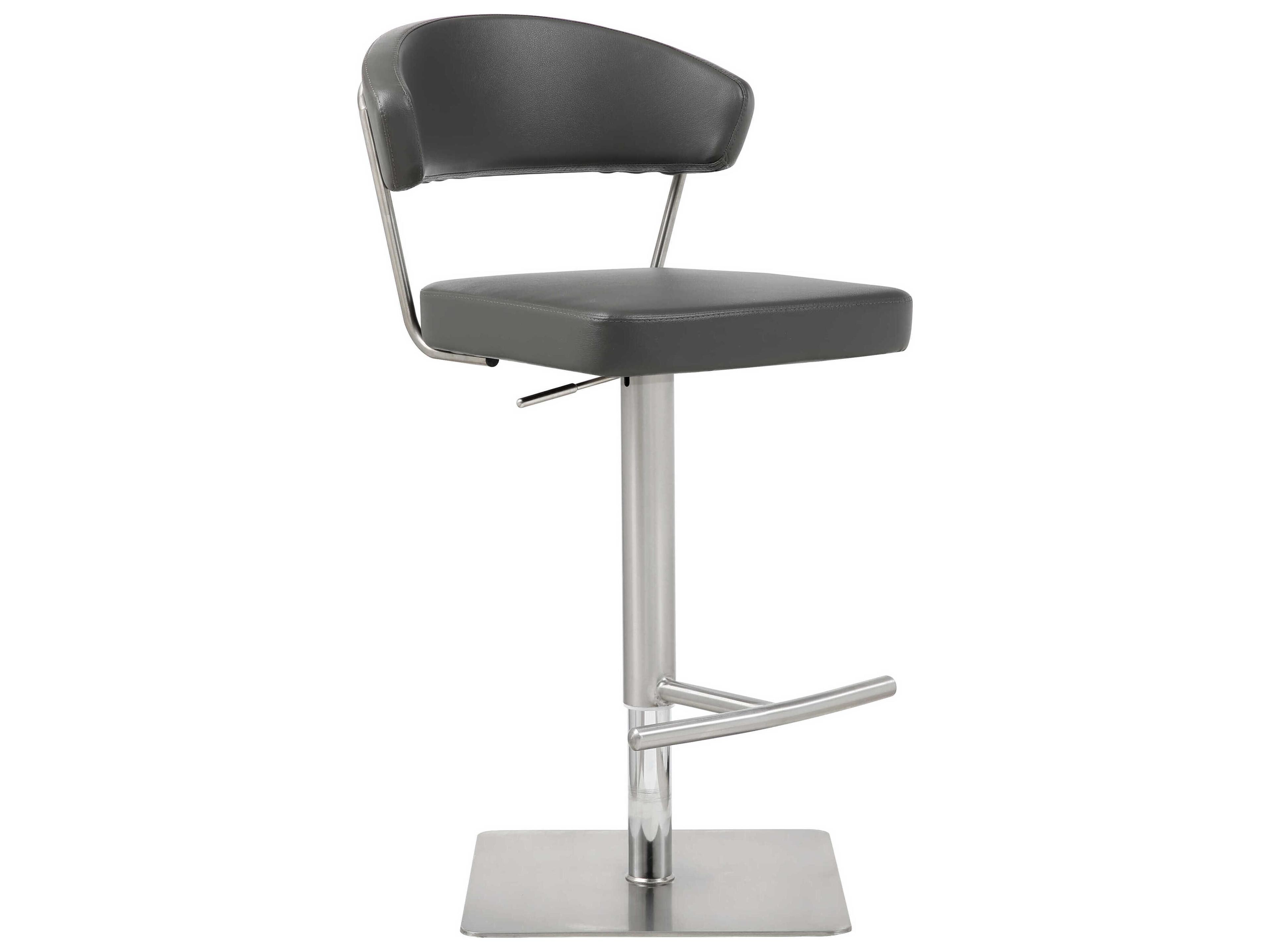 Whiteline Modern Living Maureen Dark Grey Faux Leather Adjustable Bar Stool