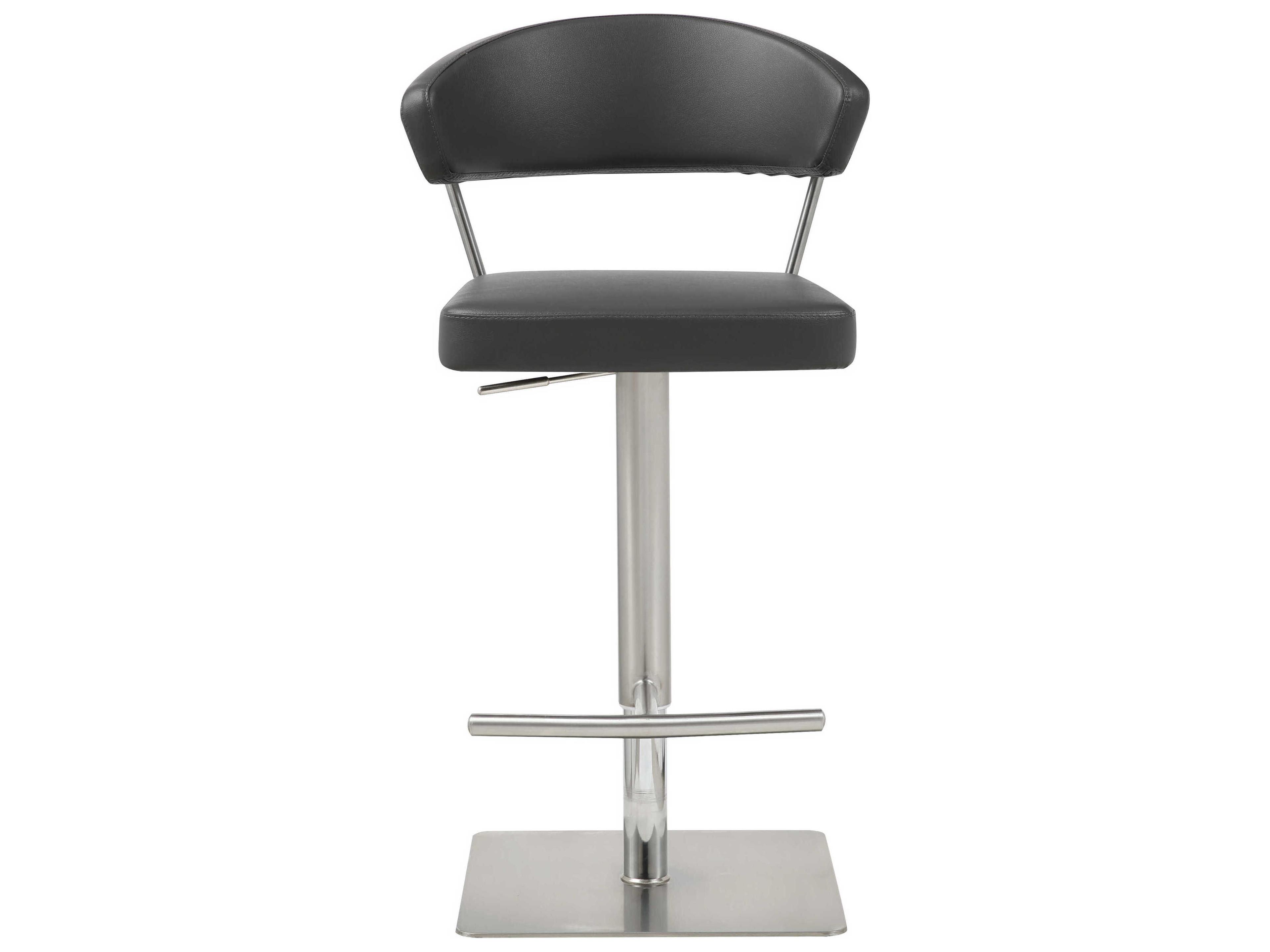 Whiteline Modern Living Maureen Dark Grey Faux Leather Adjustable Bar Stool
