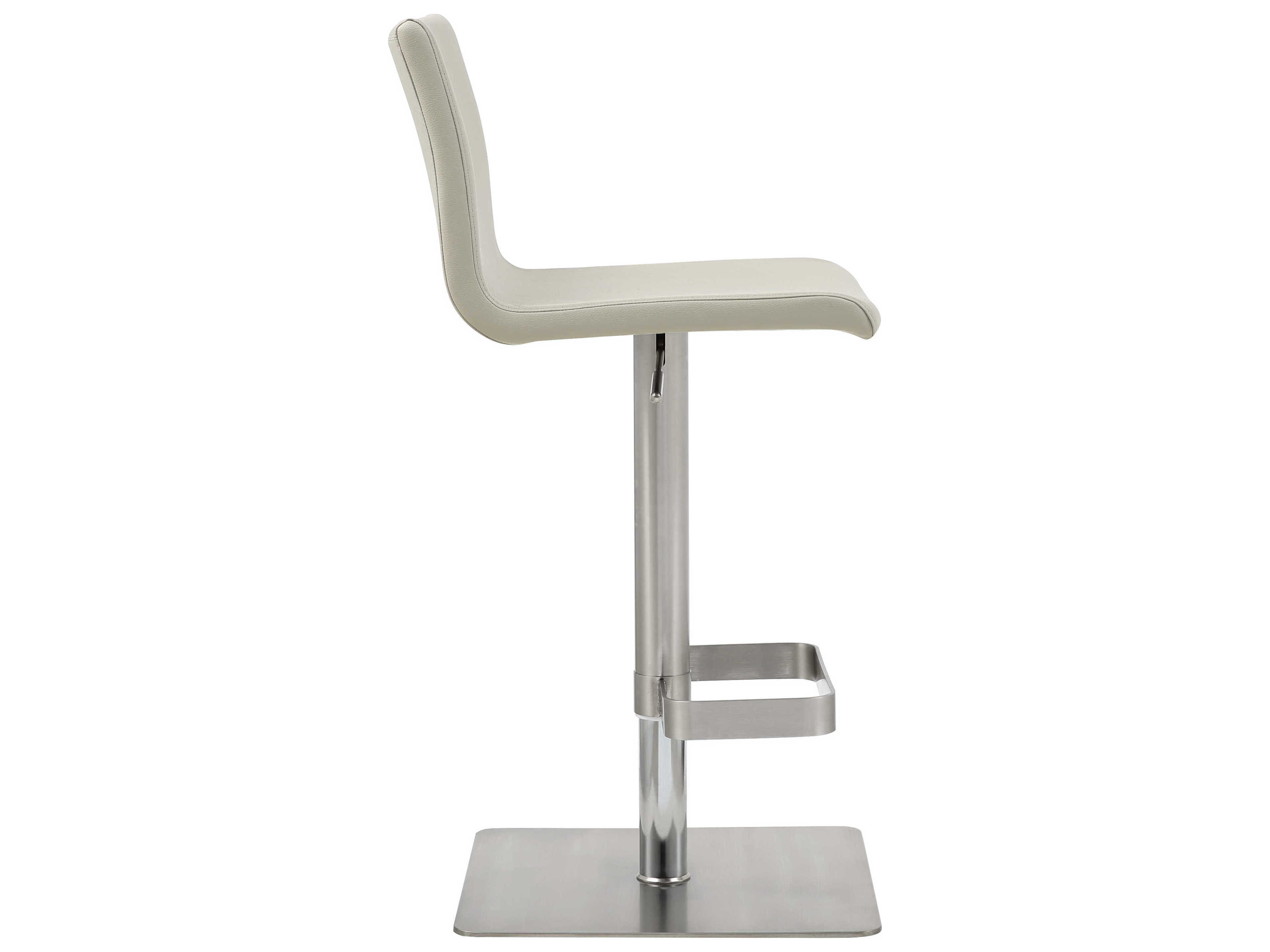 Whiteline Modern Living Watson Light Grey Faux Leather Adjustable Bar Stool