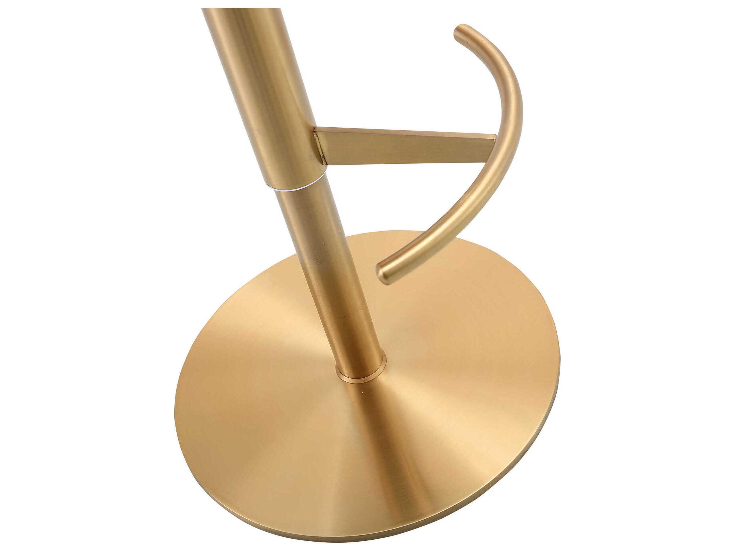 Whiteline Modern Living Carter Green Gold Upholstered Adjustable Bar Stool