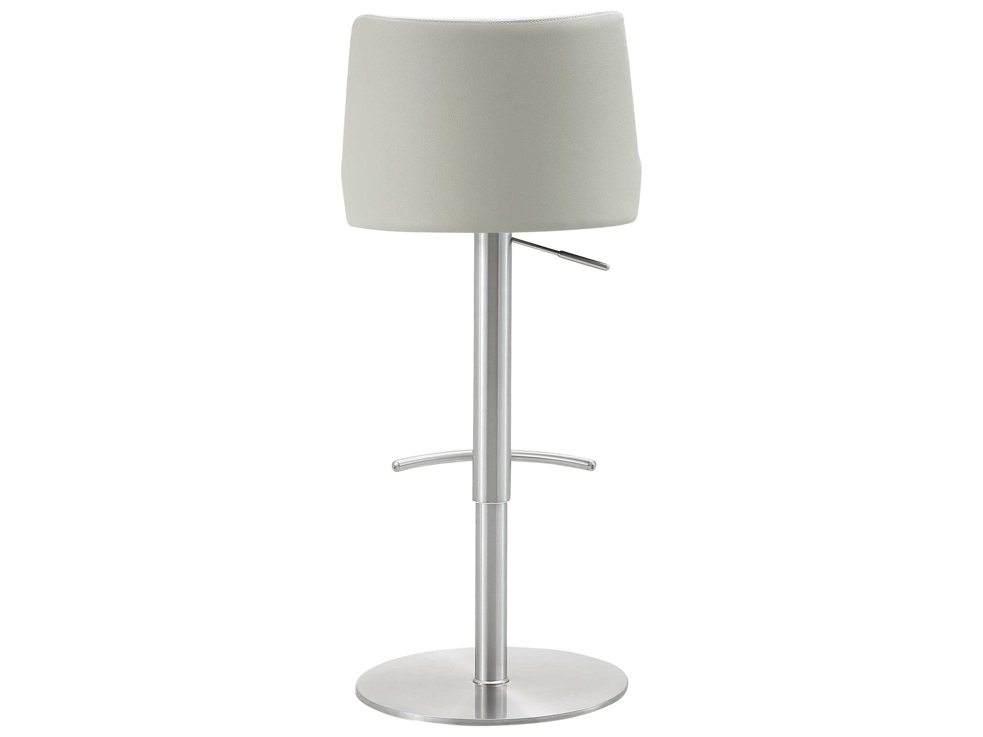 Whiteline Modern Living Carter Light Grey Faux Leather Adjustable Bar Stool