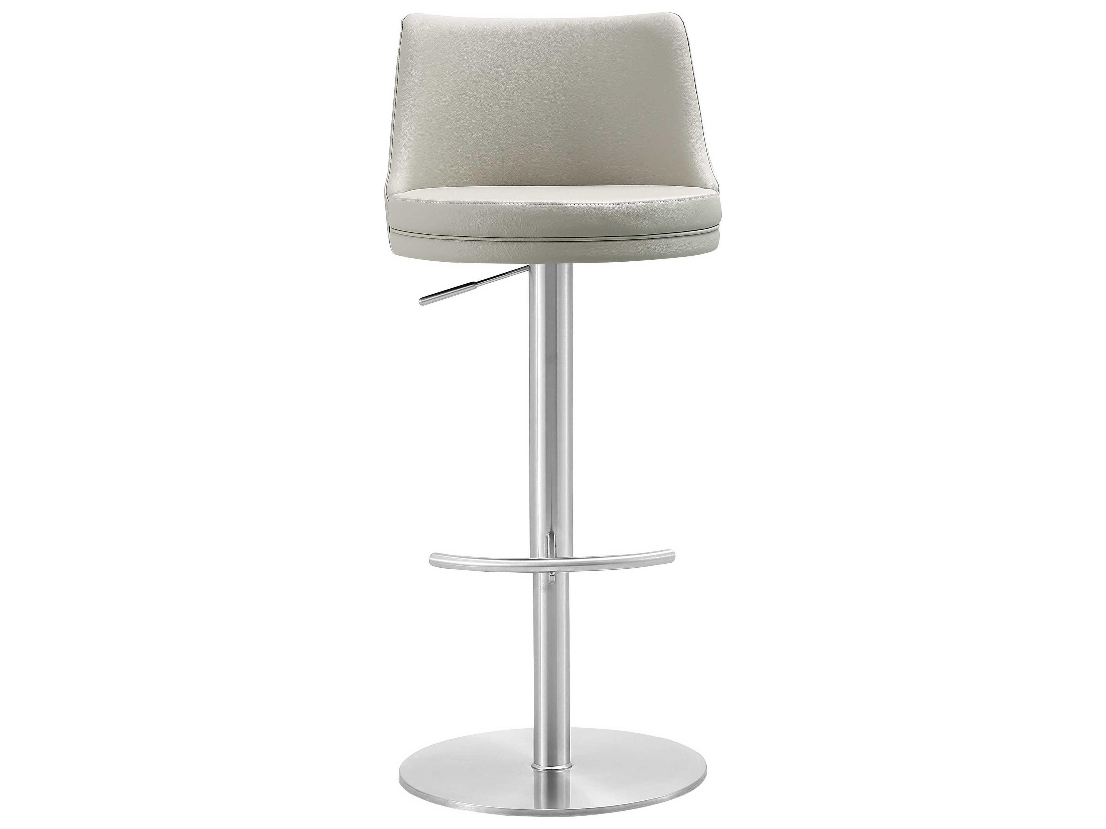Whiteline Modern Living Carter Light Grey Faux Leather Adjustable Bar Stool