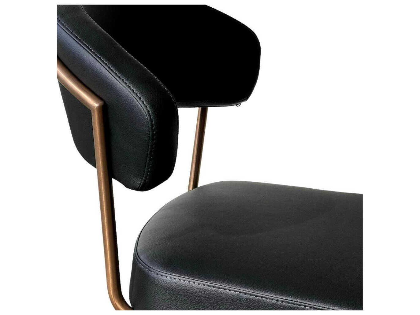 Whiteline Modern Living Nova Black Rose Gold Velvet Upholstered Adjustable Bar Stool