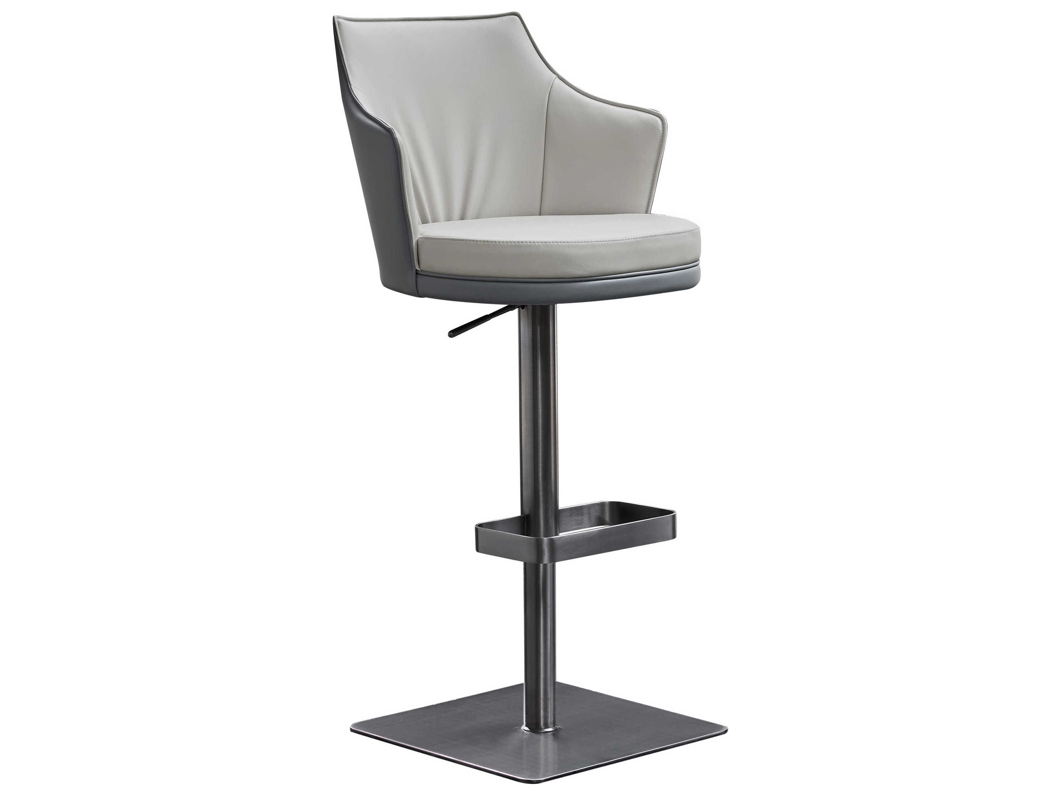 Whiteline Modern Living Baxter Dark Grey Light Faux Leather Adjustable Bar Stool