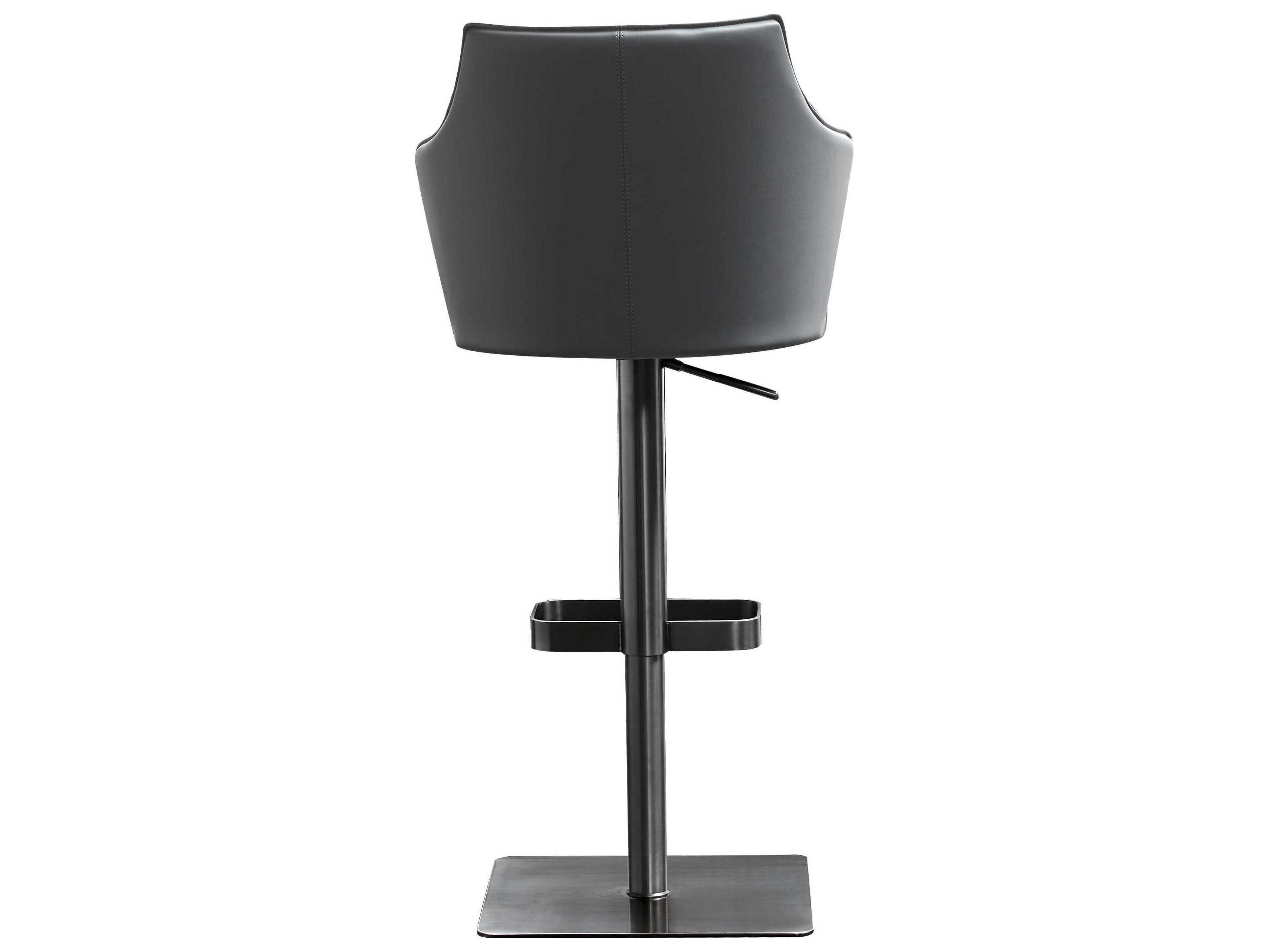 Whiteline Modern Living Baxter Dark Grey Light Faux Leather Adjustable Bar Stool