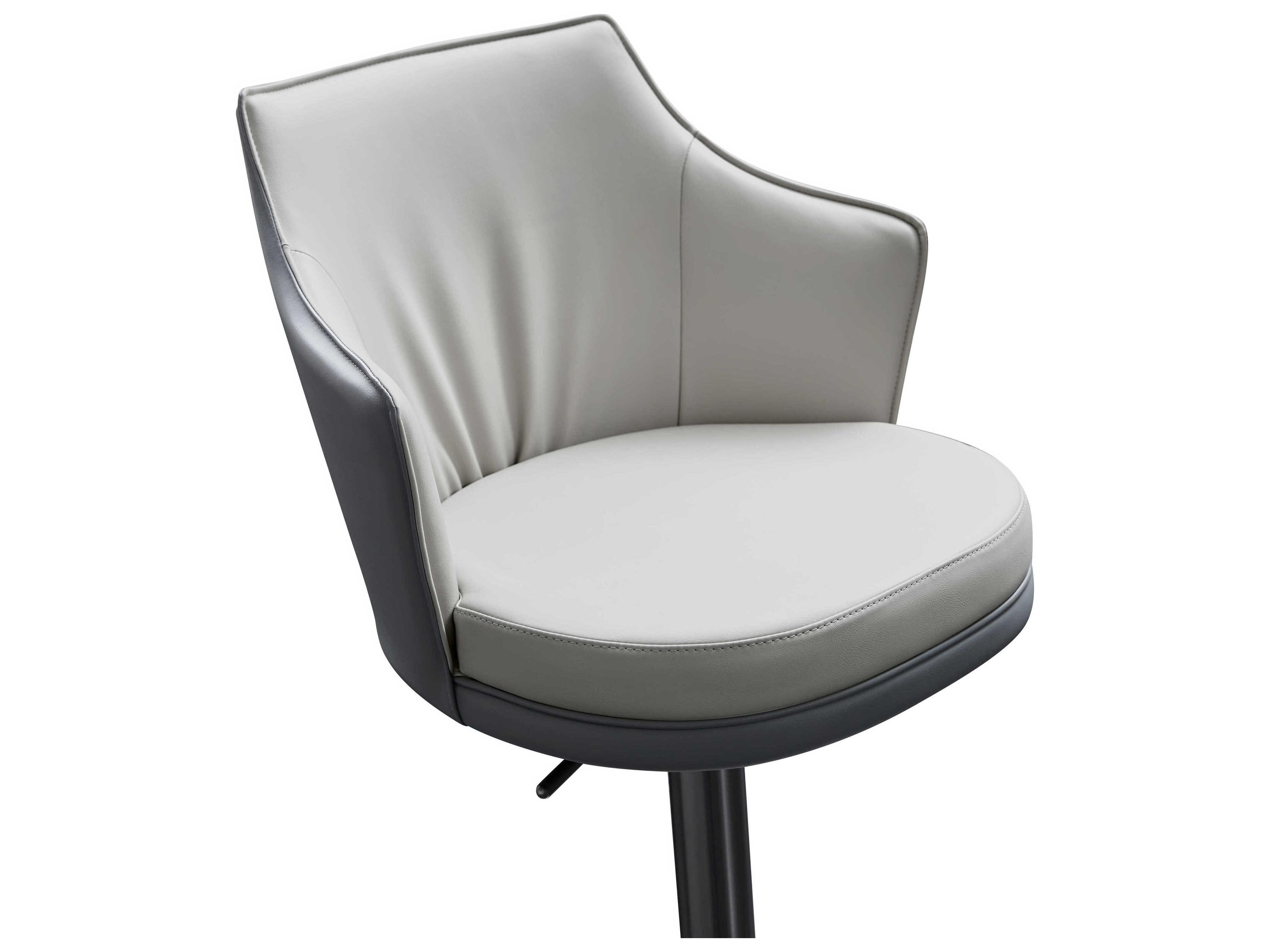 Whiteline Modern Living Baxter Dark Grey Light Faux Leather Adjustable Bar Stool