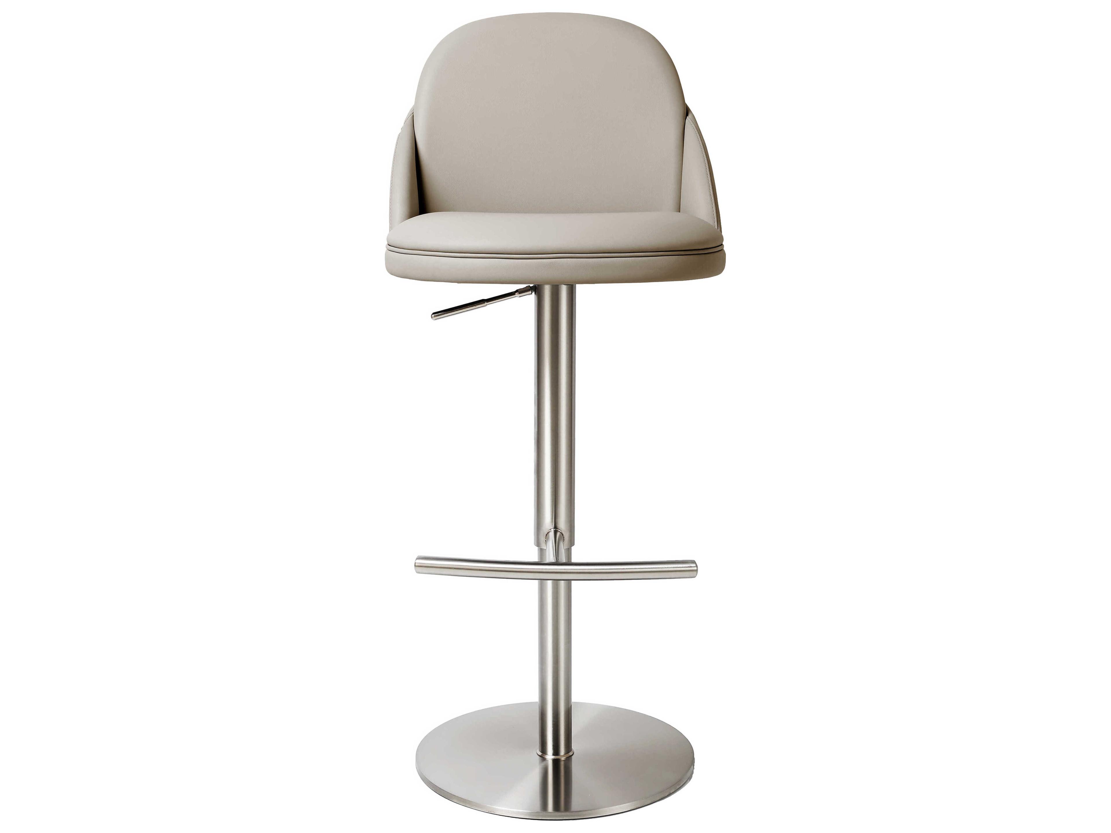 Whiteline Modern Living Tommy Light Grey Faux Leather Adjustable Bar Stool