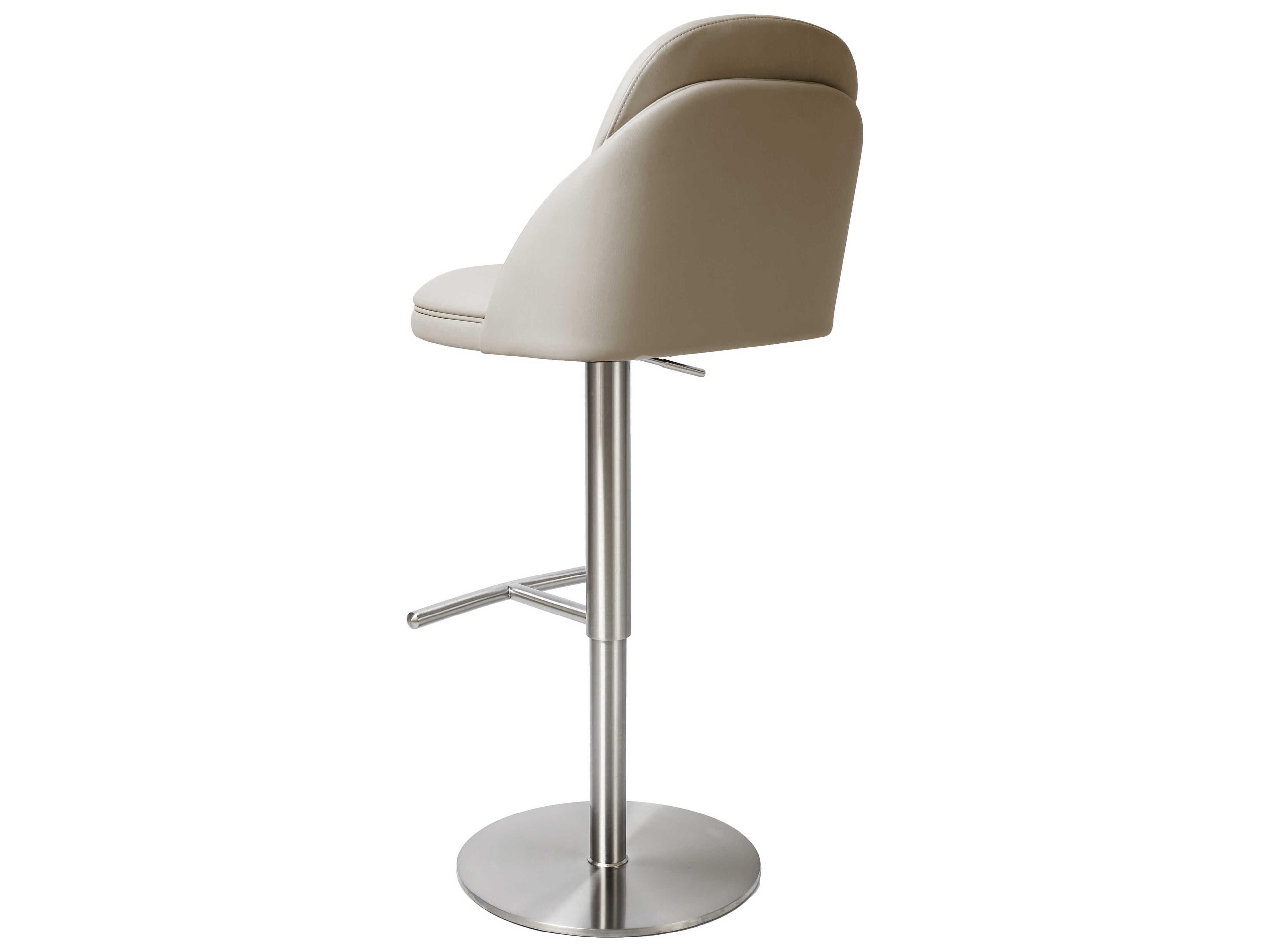 Whiteline Modern Living Tommy Light Grey Faux Leather Adjustable Bar Stool