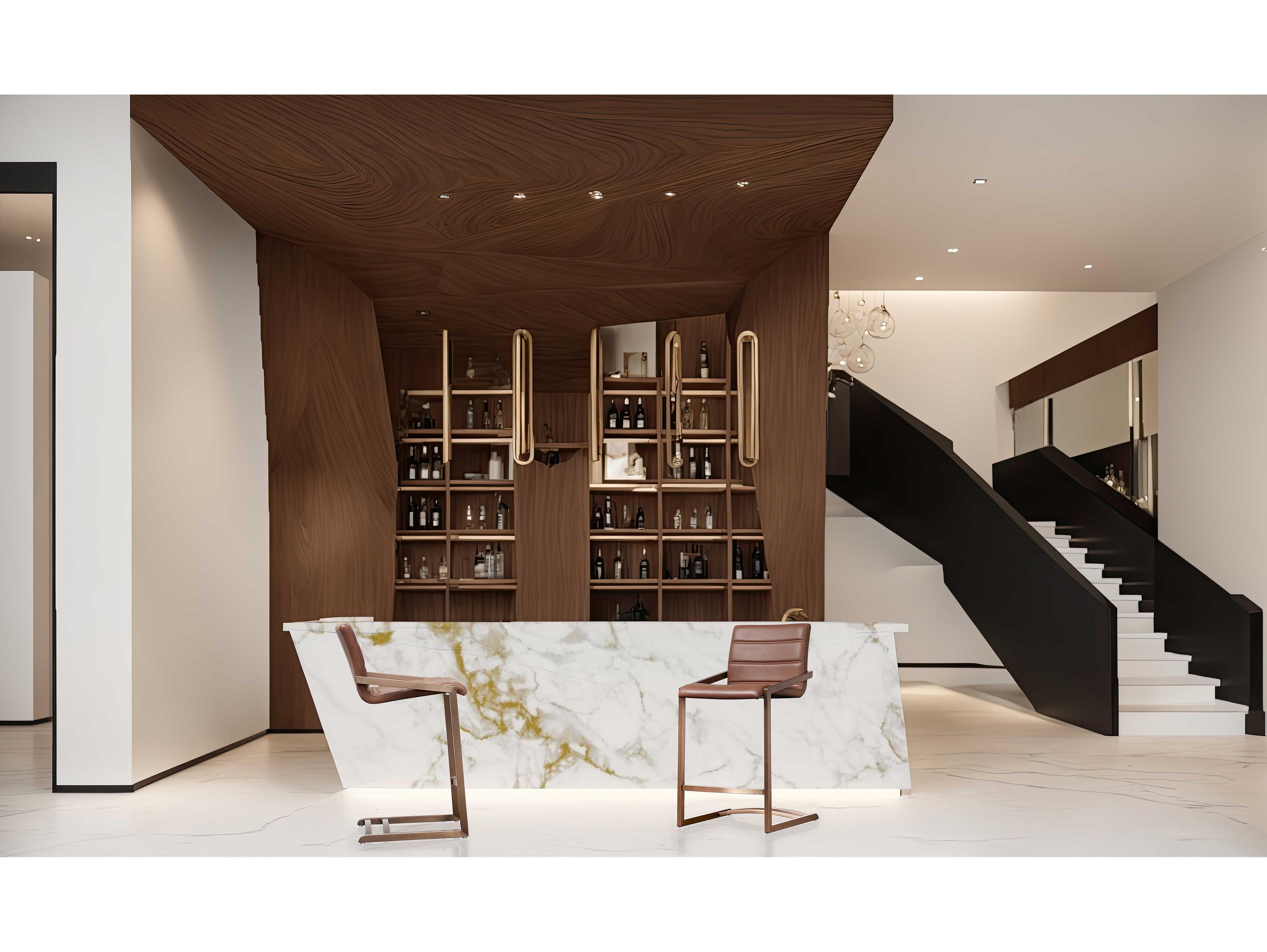 Whiteline Modern Living Mattia Brown Faux Leather Counter Stool Set of 2