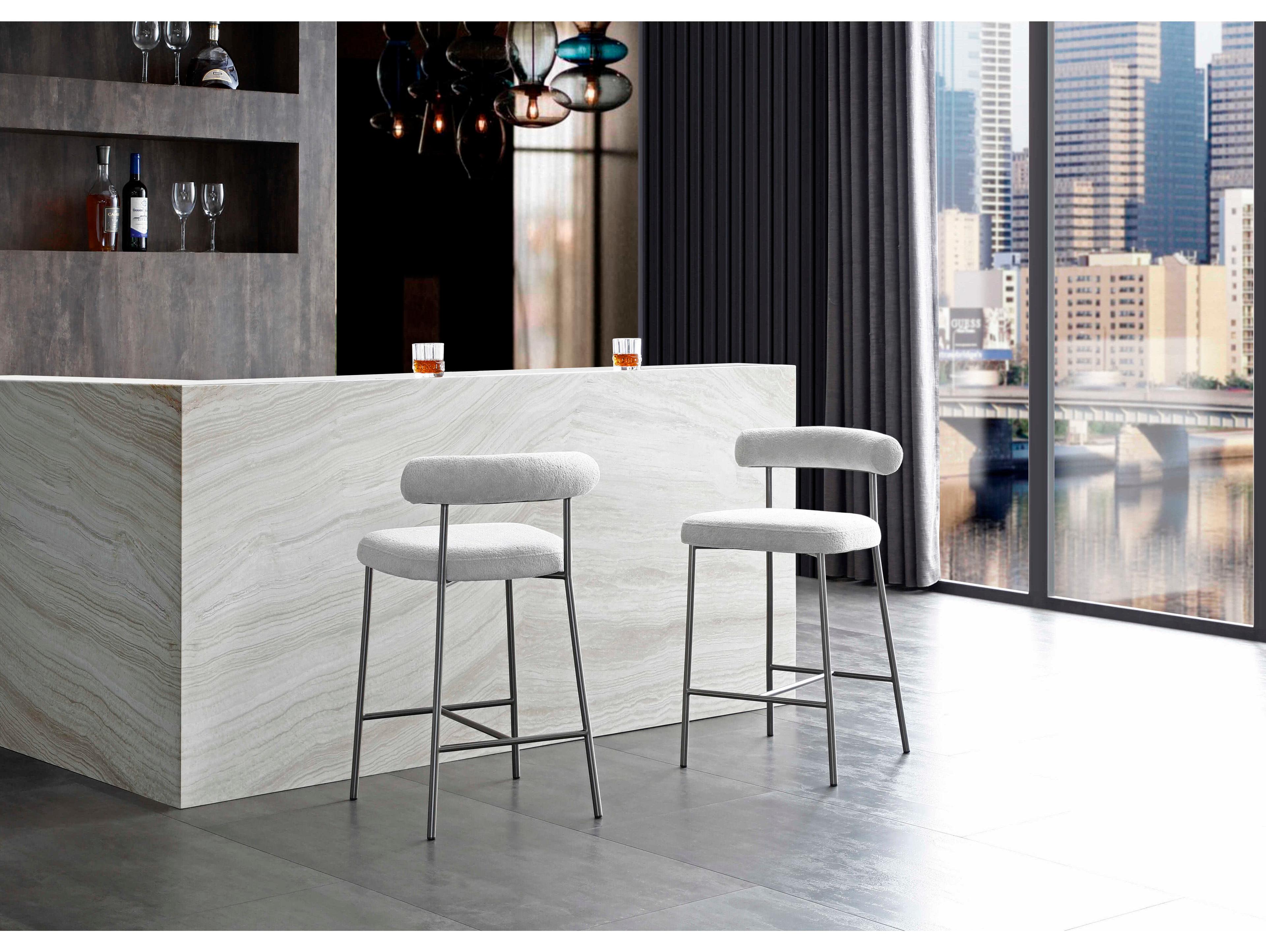 Whiteline Modern Living Ella Light Grey Upholstered Counter Stool