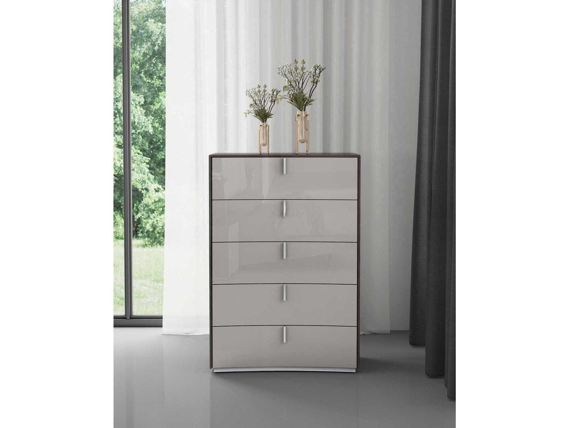 Whiteline Modern Living Berlin Chestnut Light Grey Chest of Drawers