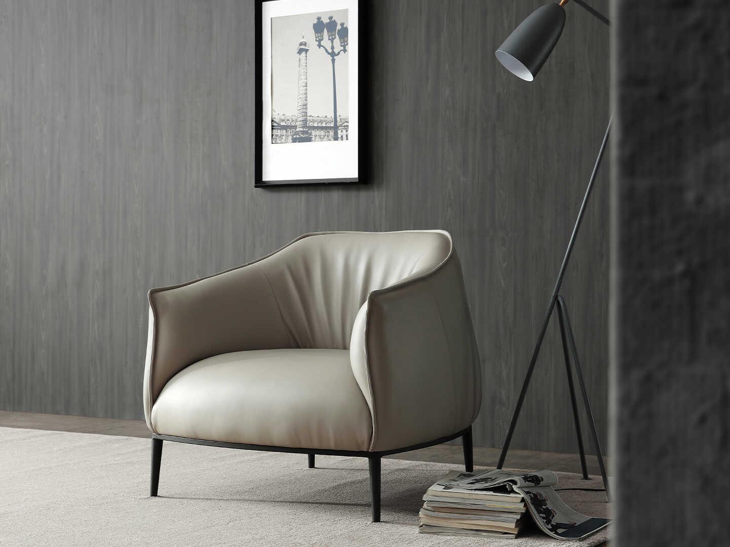 Whiteline Modern Living Benbow Gray Faux Leather Accent Chair